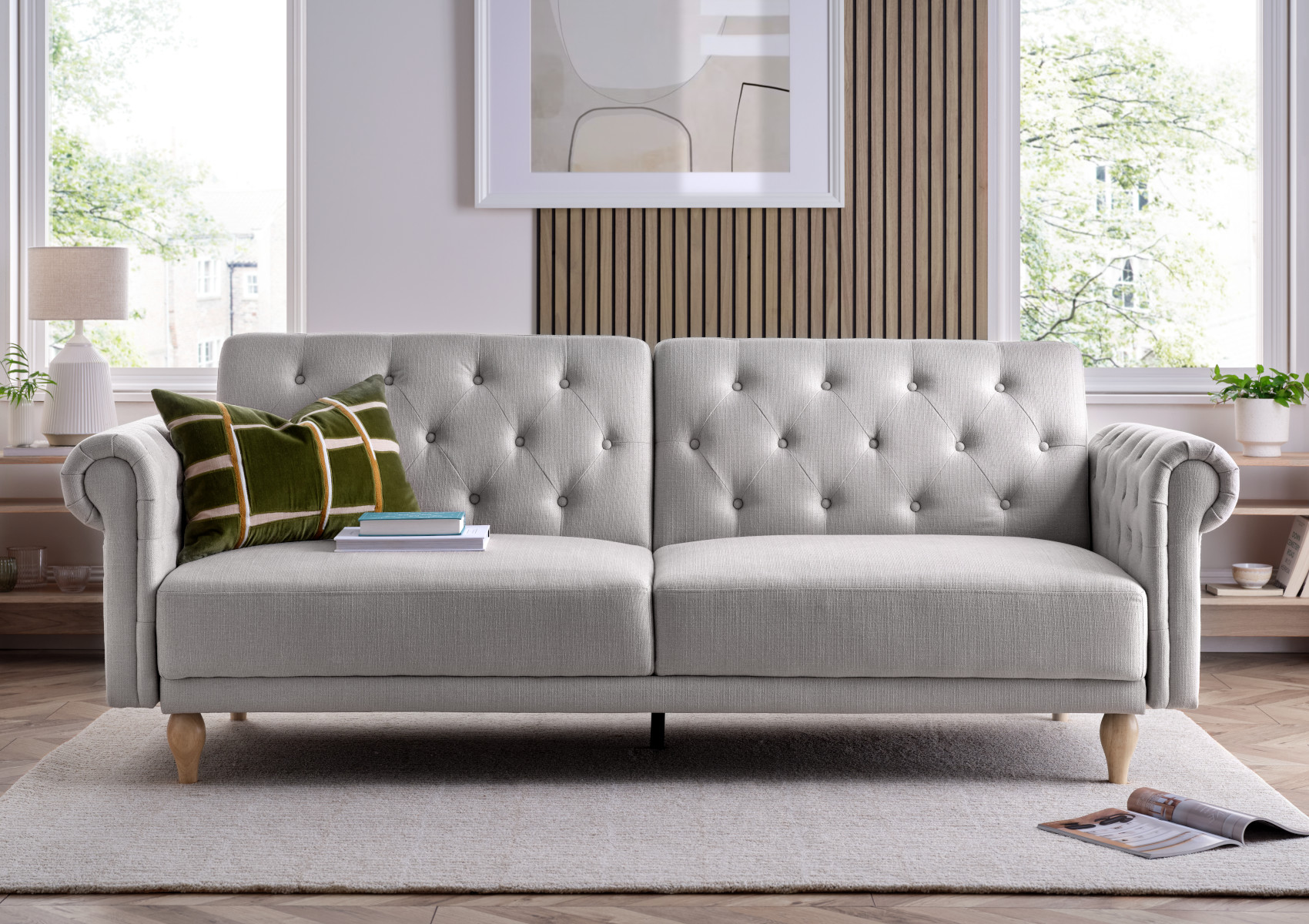 View Chesterfield Natural Upholstered Sofa Bed Time4Sleep information