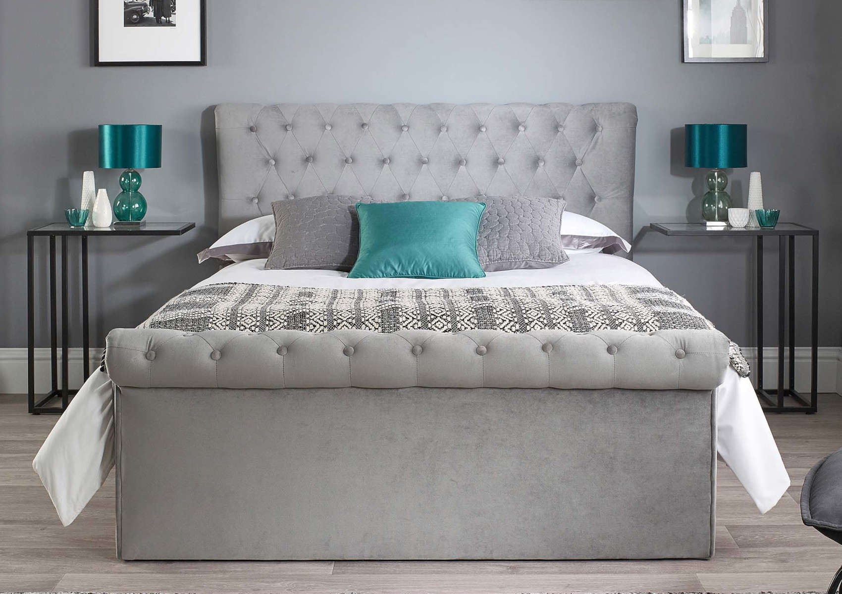 View Chesterfield Grey Velvet Upholstered Ottoman Bed Frame Time4Sleep information