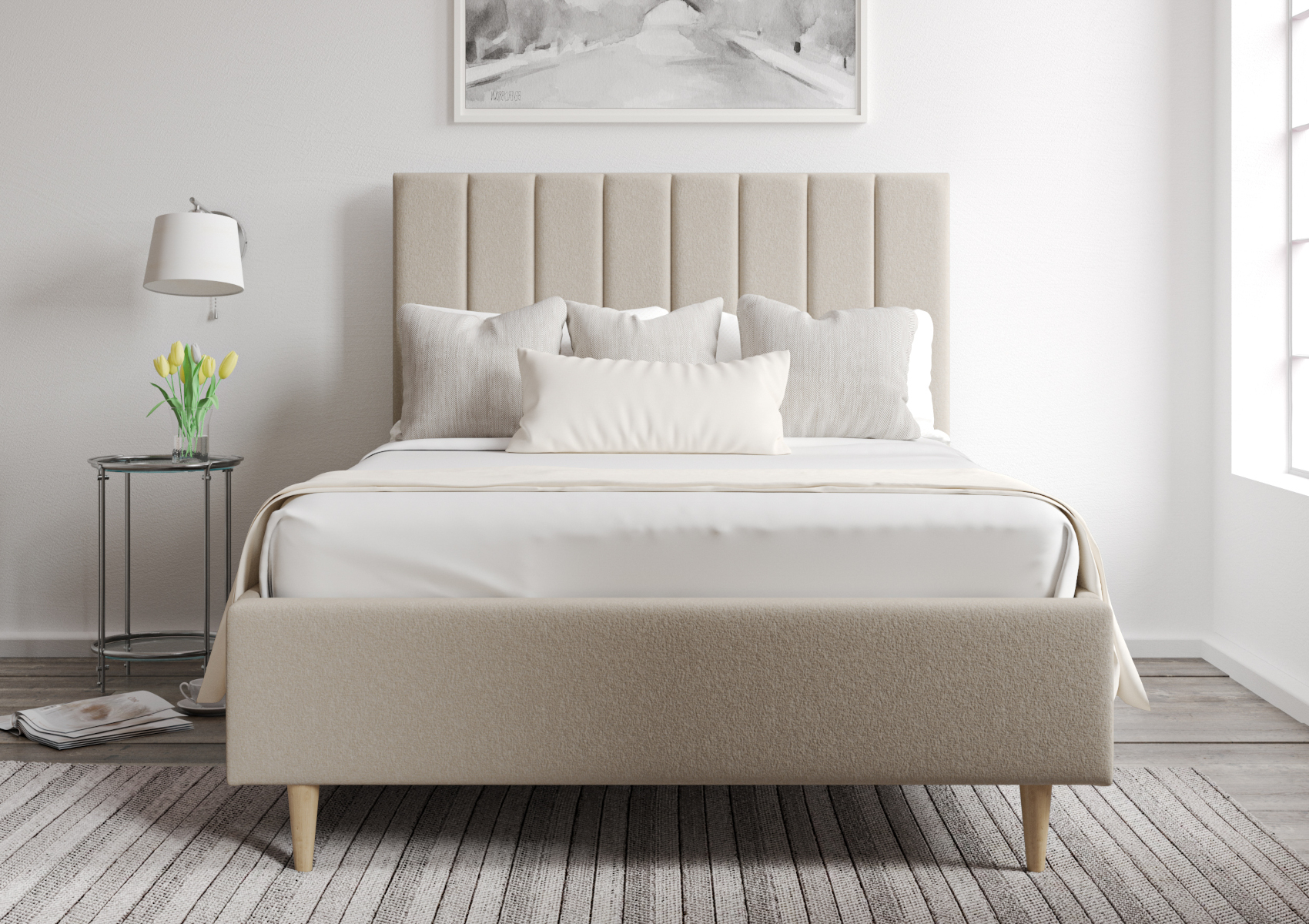 View Eden Arran Natural Upholstered Double Bed Time4Sleep information