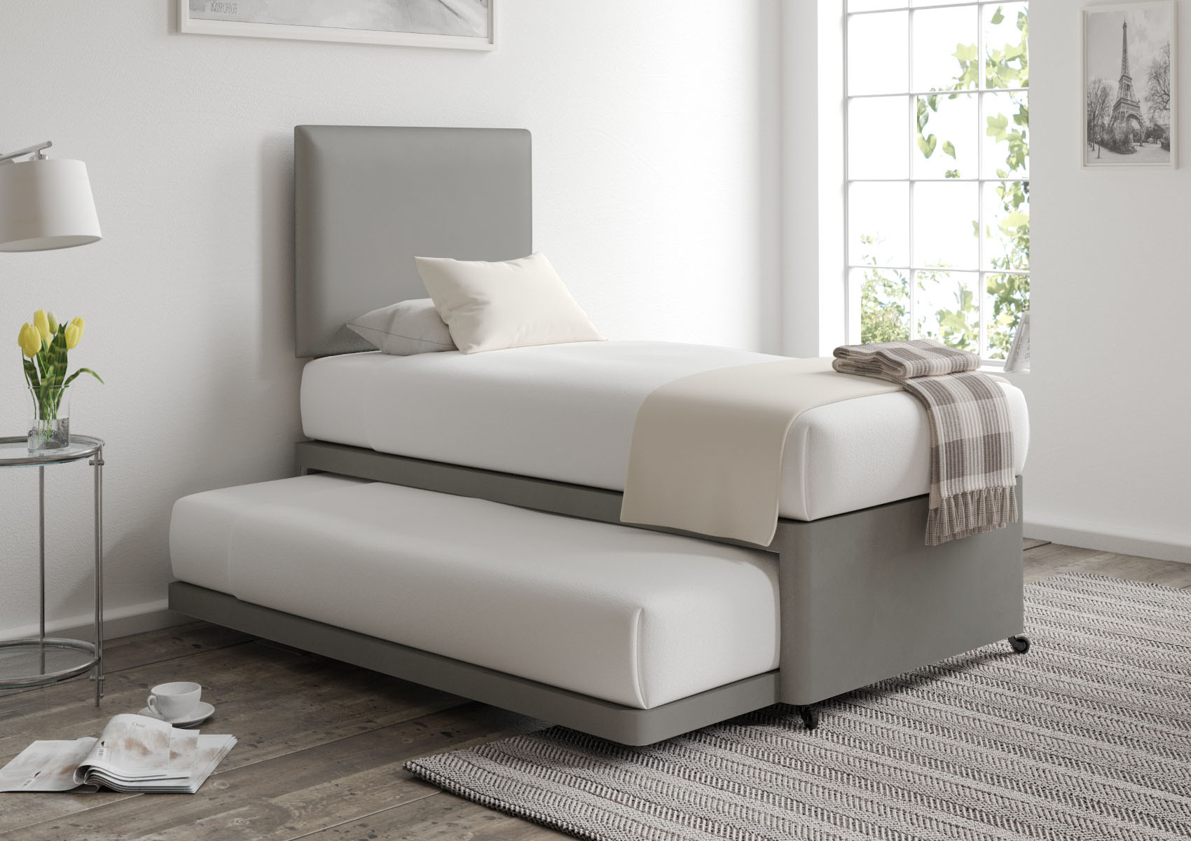 View Ellesmere Magic Silver Upholstered Guest Bed With Mattresses Time4Sleep information