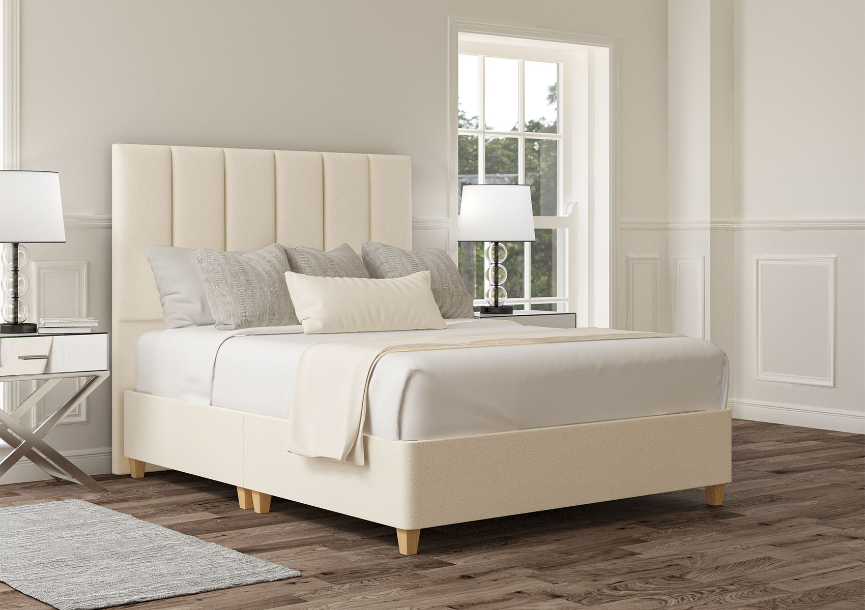 View Empire Teddy Cream Upholstered Double Divan Bed Time4Sleep information