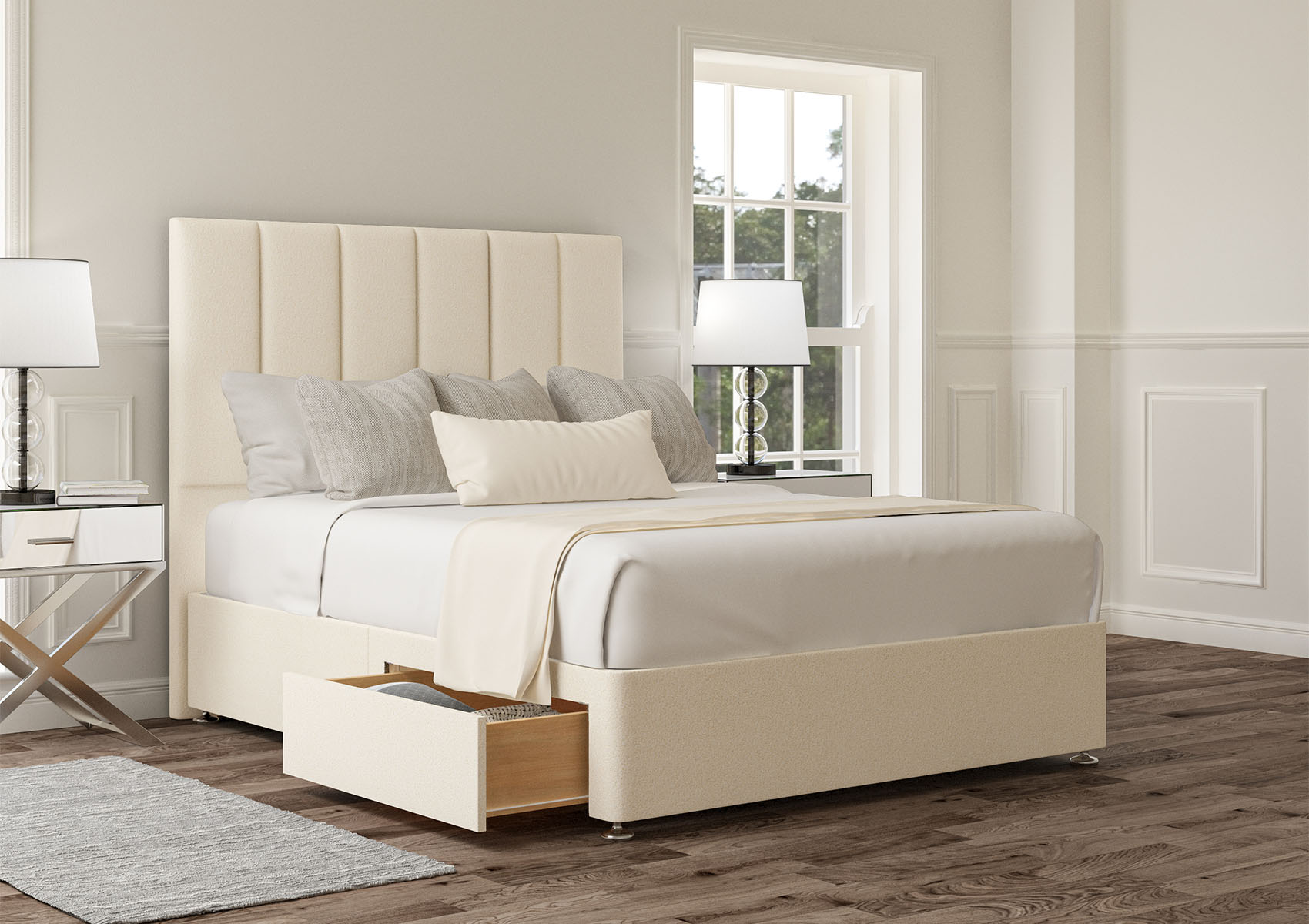 View Empire Teddy Cream Upholstered Compact Double Divan Bed Time4Sleep information