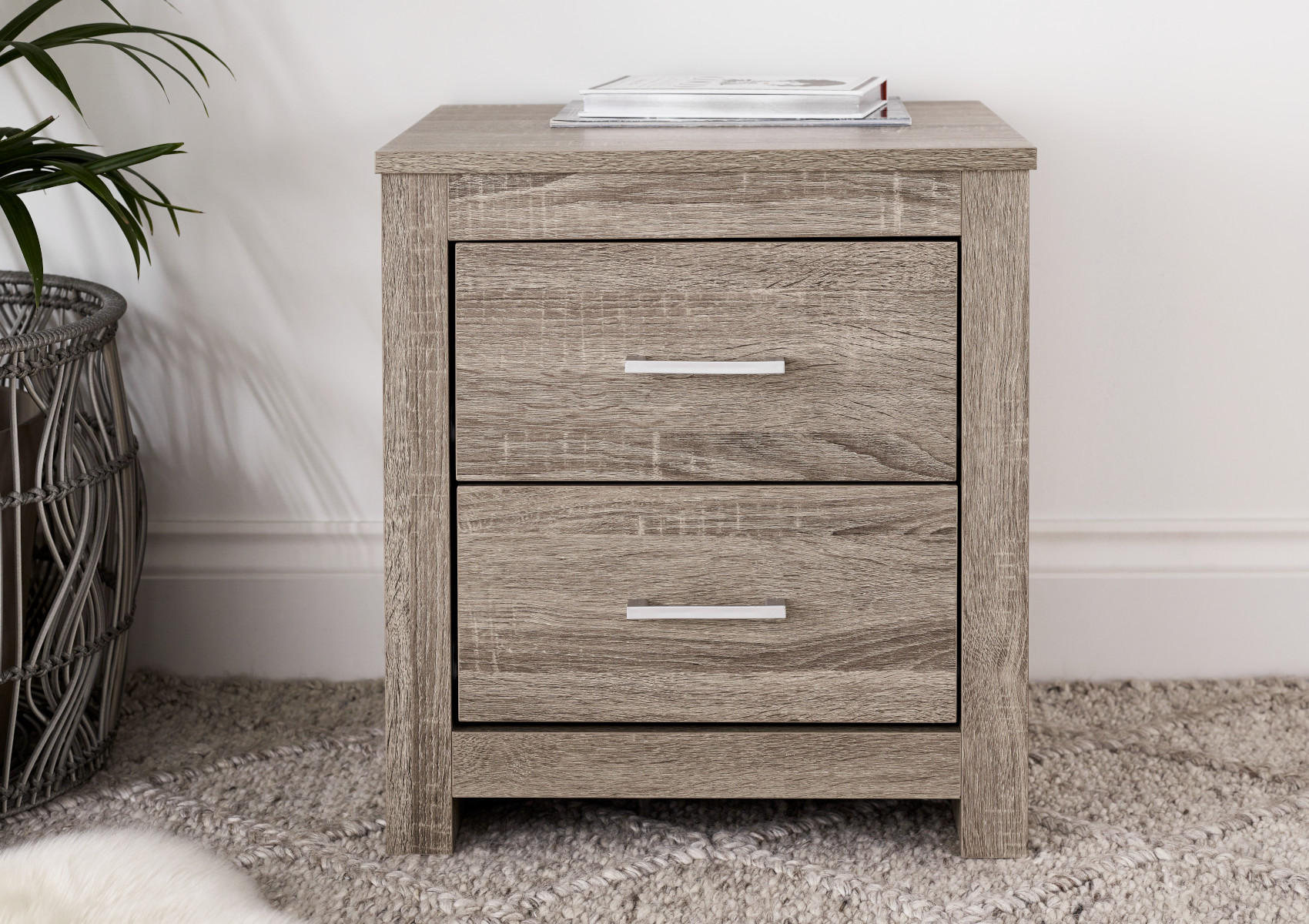 View Essentials 2 Drawer Rustic Oak Bedside Time4Sleep information