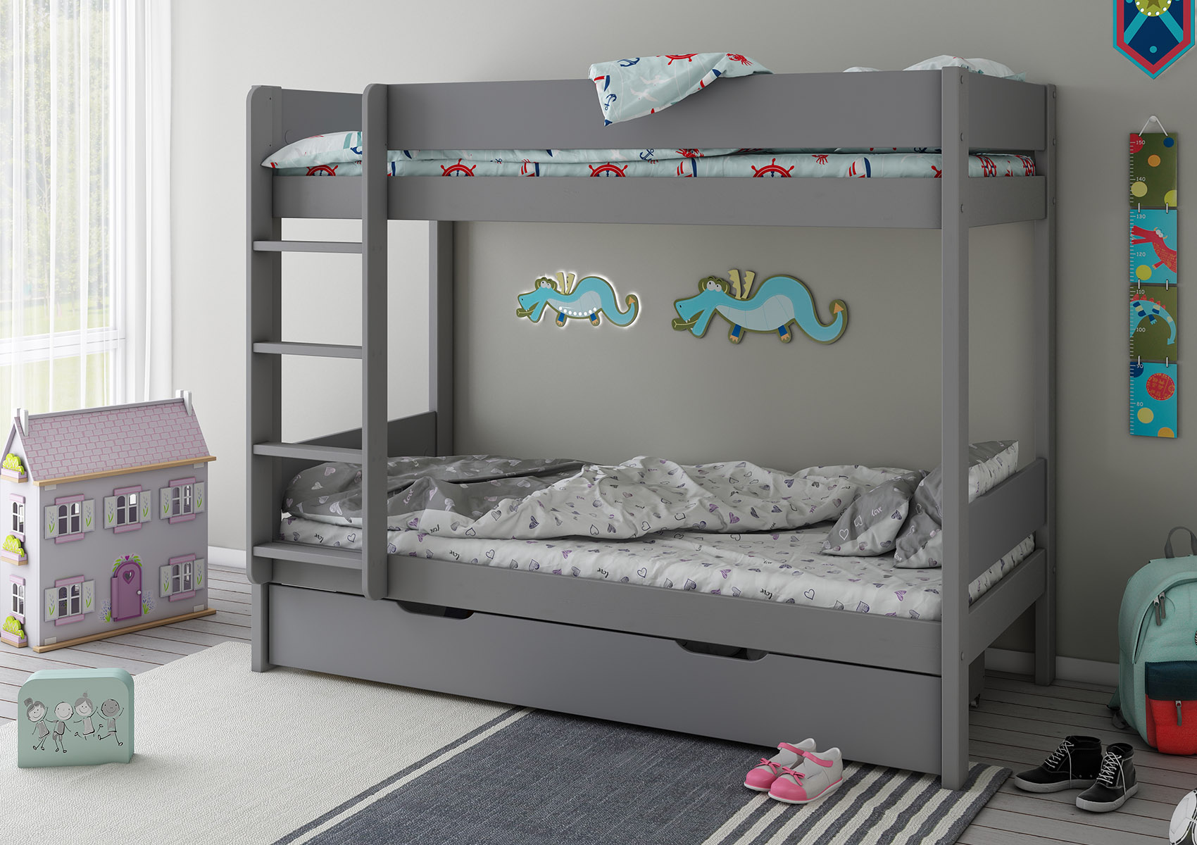 View Estella Grey Bunk Bed With Drawers Time4Sleep information