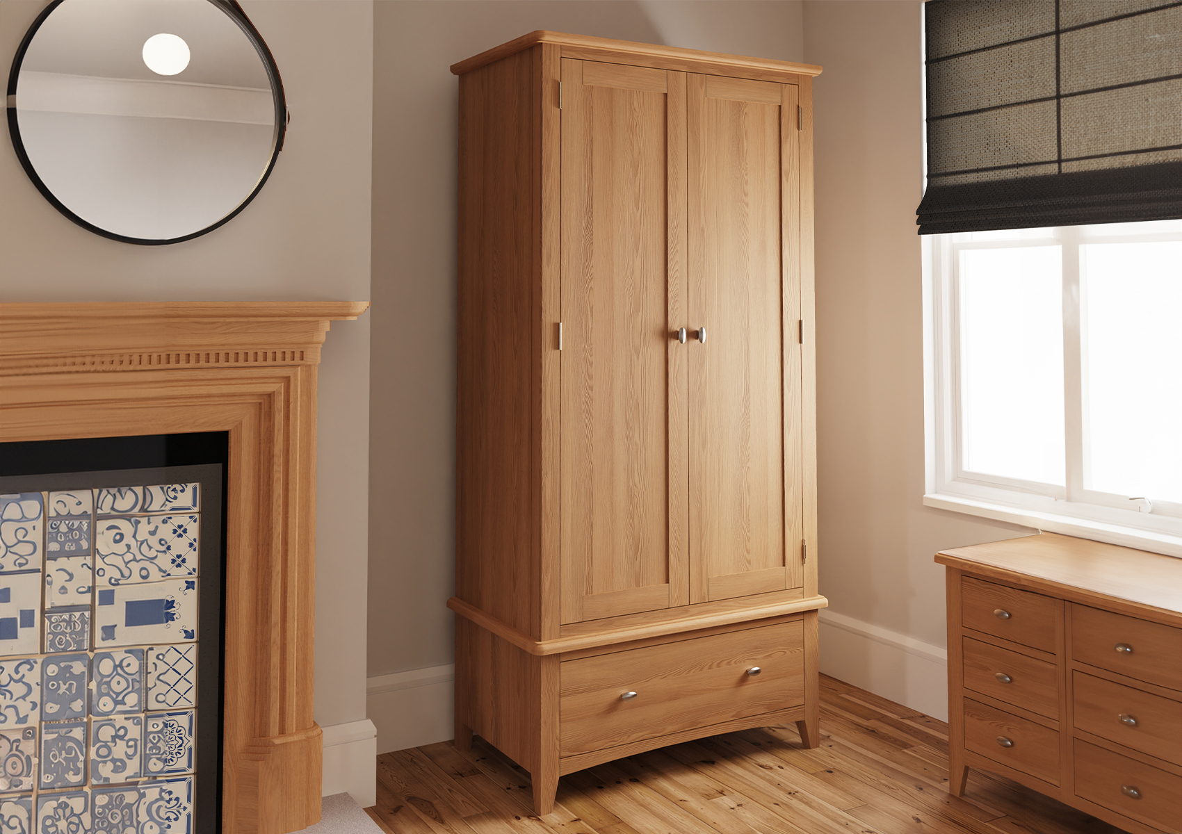 View Gainsborough Light Oak Gents Wardrobe Time4Sleep information