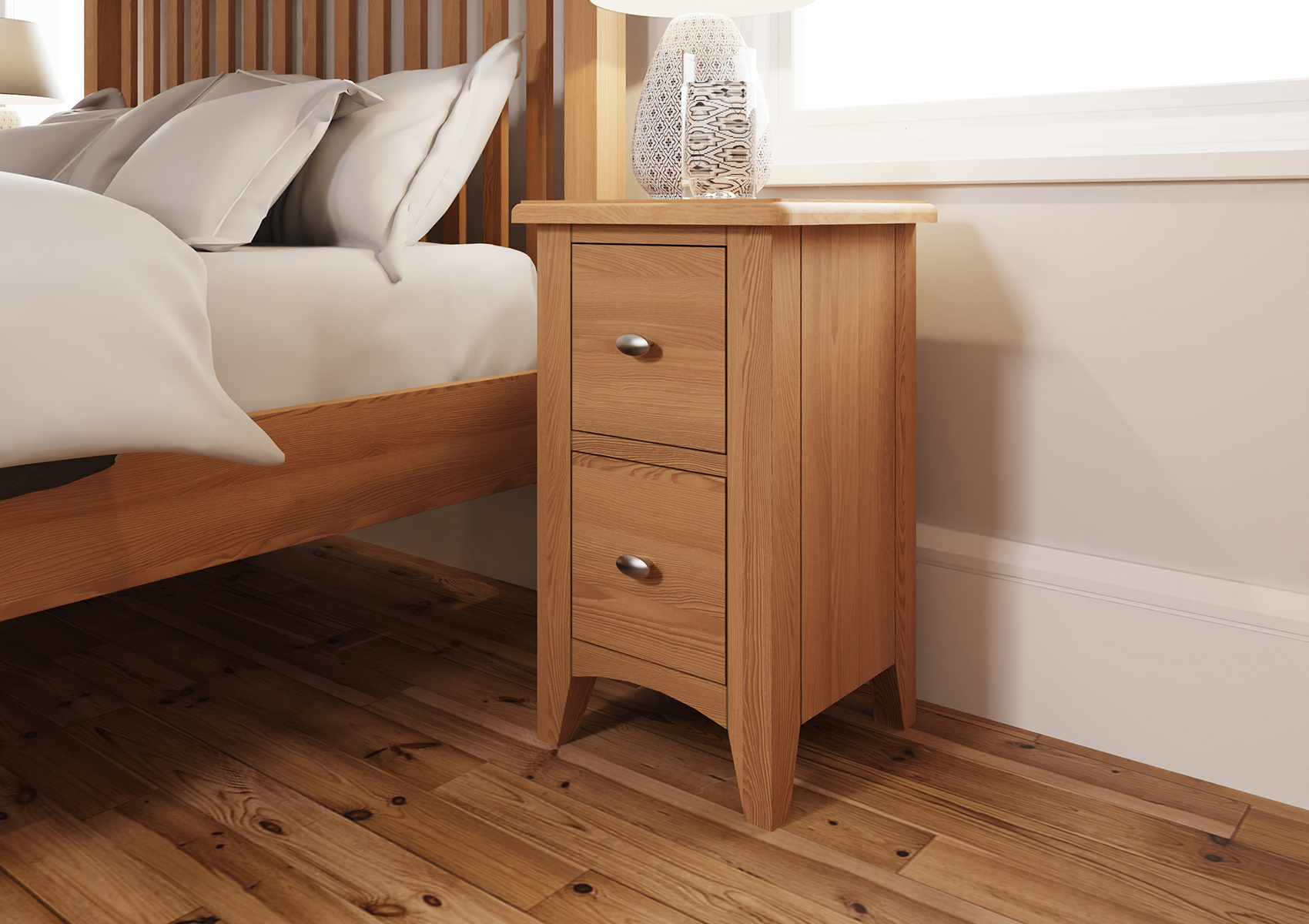 View Gainsborough Light Oak Small Bedside Cabinet Time4Sleep information