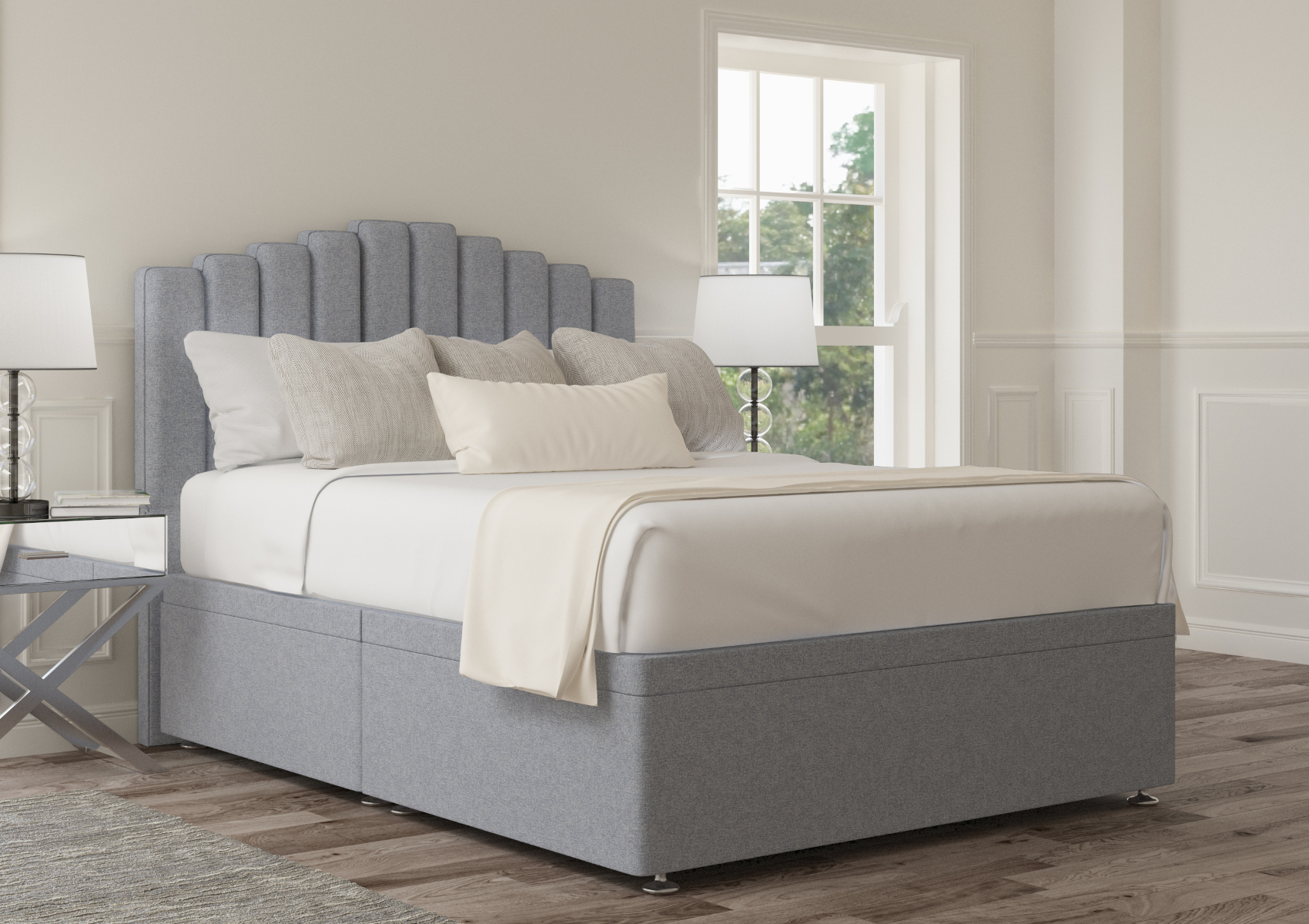 View Quinn Gouache Eau De Nil Upholstered Double Ottoman Bed Time4Sleep information