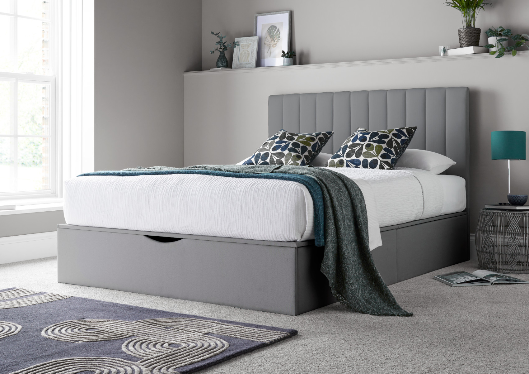 View Onelife Light Grey Upholstered Ottoman Bed Frame Time4Sleep information