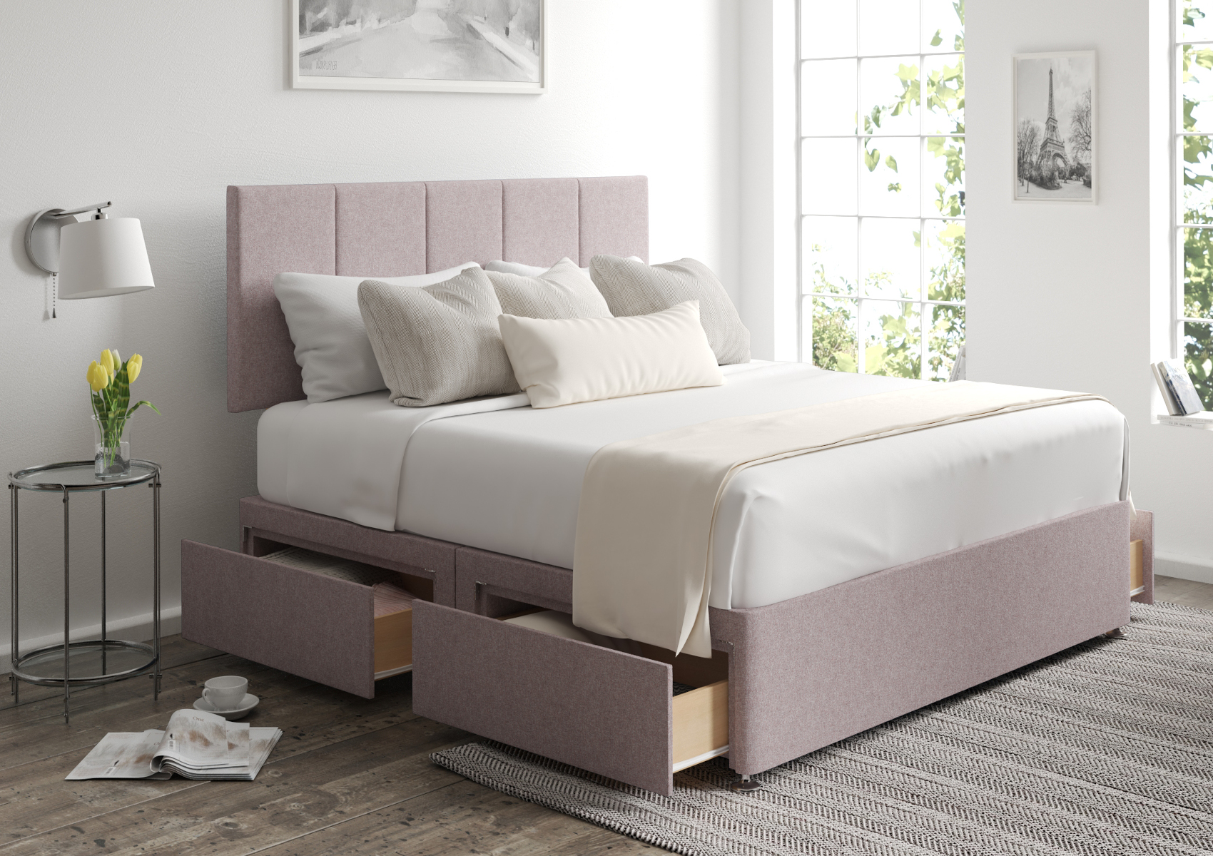 View Hannah Arran Pebble Upholstered Double Bed Time4Sleep information