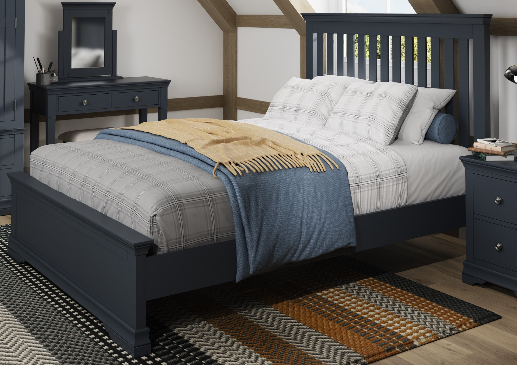 View Harley Midnight Grey Wooden Bed Frame Time4Sleep information