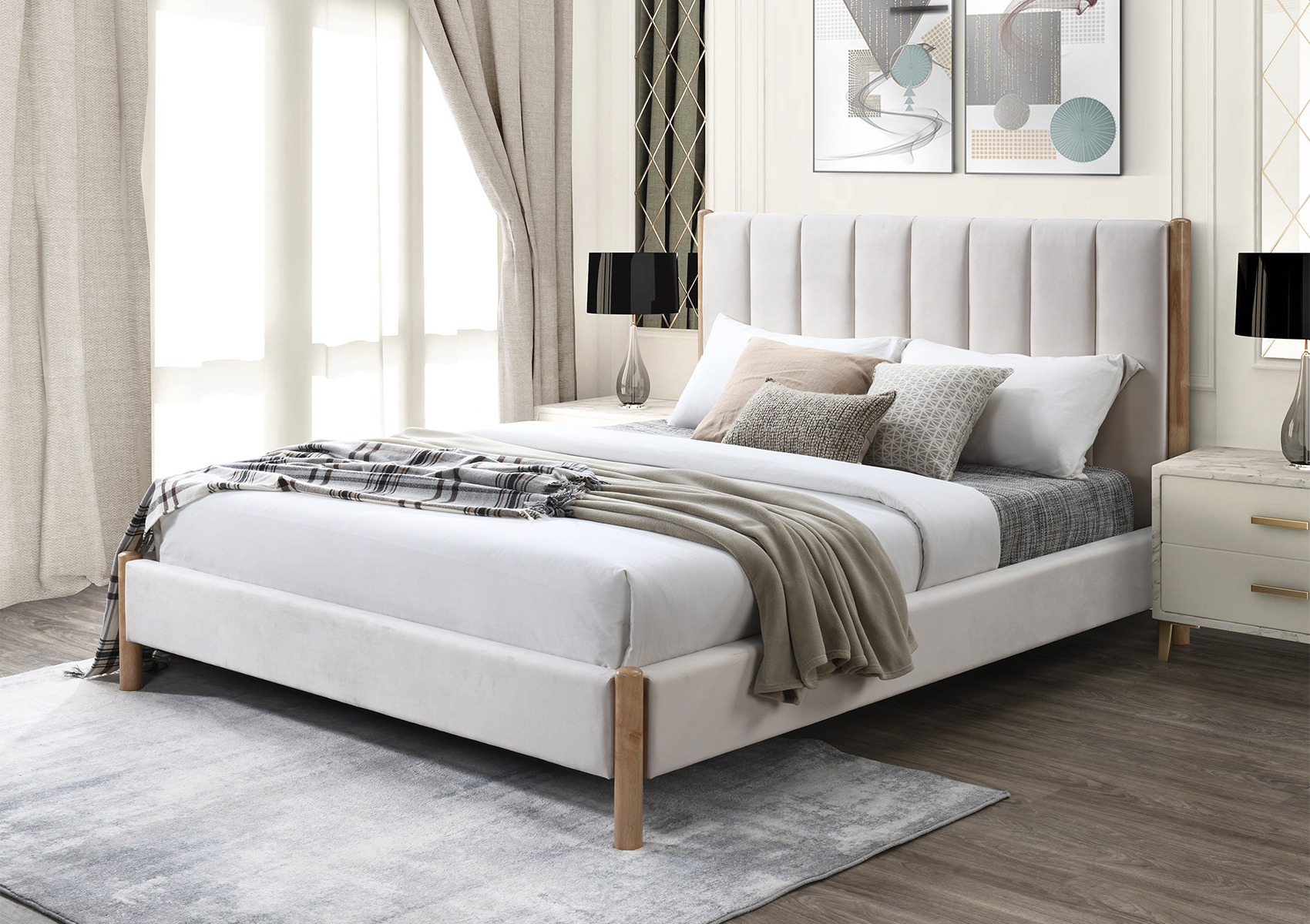 View Harper Upholstered Natural Beige Bed Frame Time4Sleep information