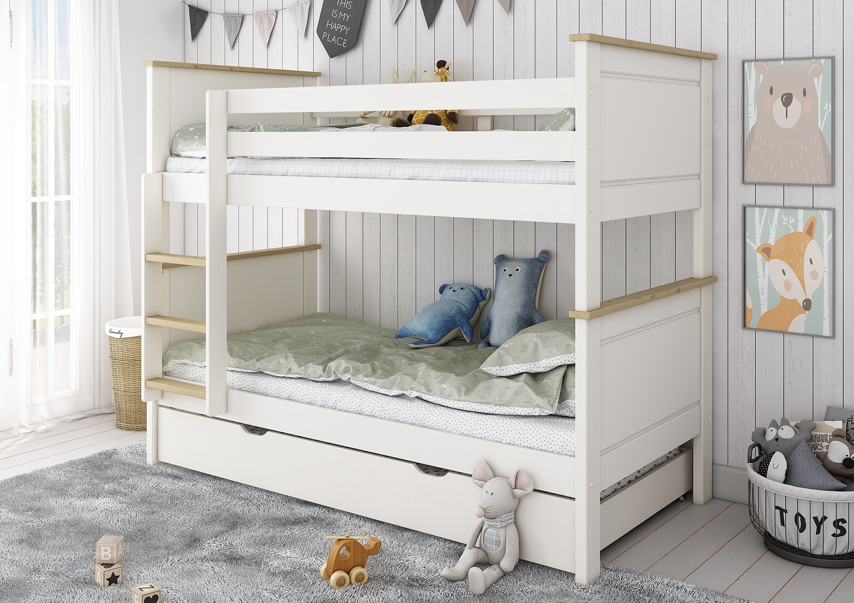 View Heritage White Bunk Bed Frame With Drawer Time4Sleep information