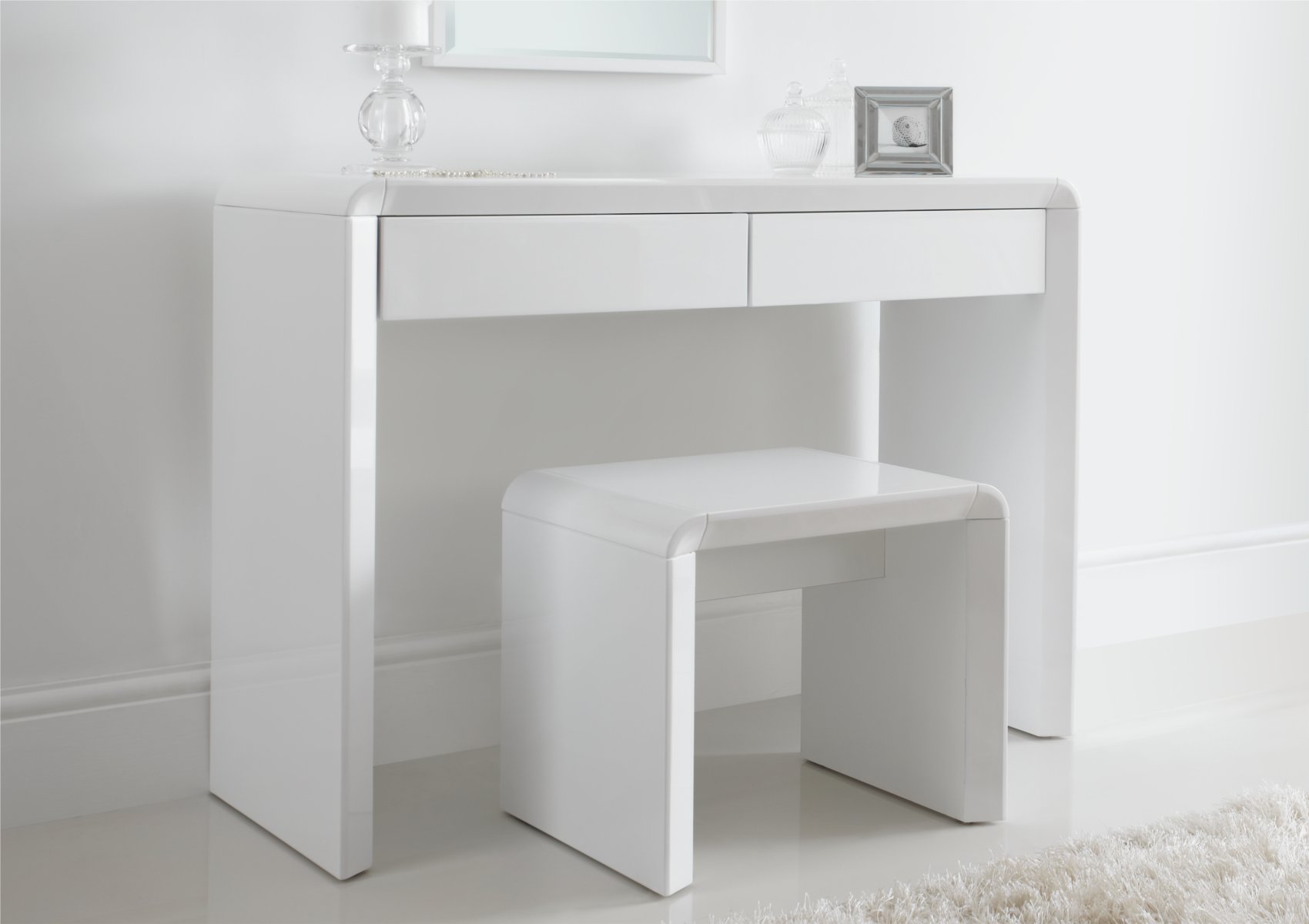 View Ice High Gloss Dressing Table Only White Time4Sleep information