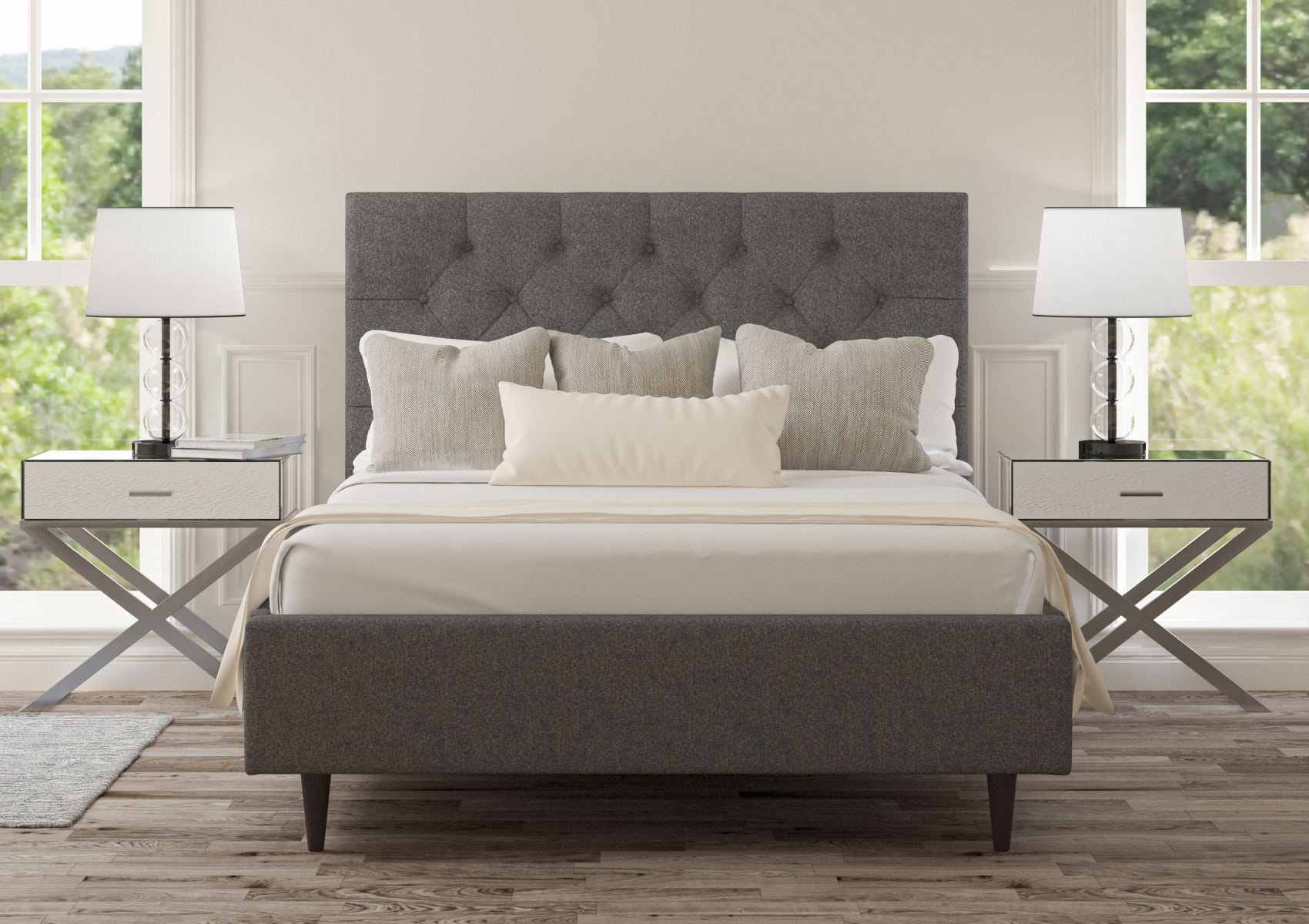 View Esther Arran Pebble Upholstered Double Bed Time4Sleep information