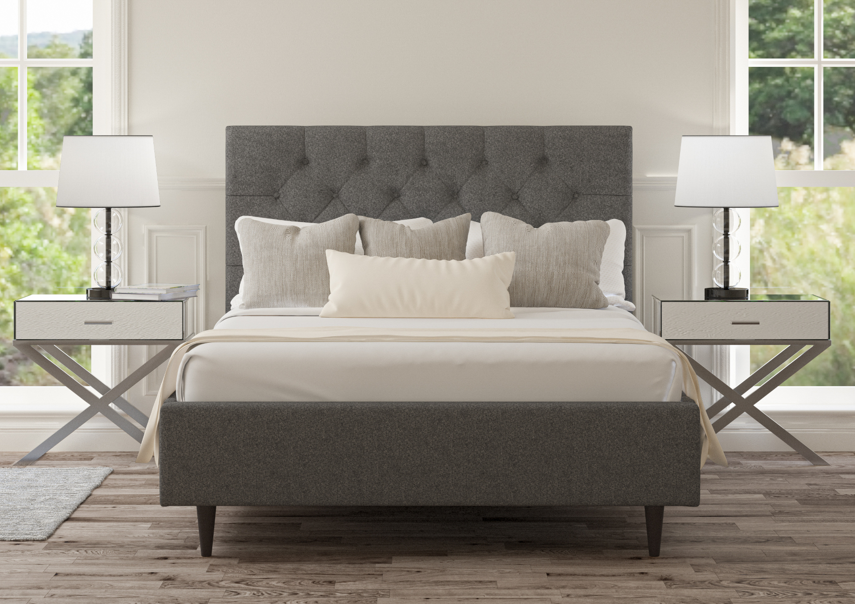 View Esther Arran Pebble Upholstered Super King Bed Time4Sleep information