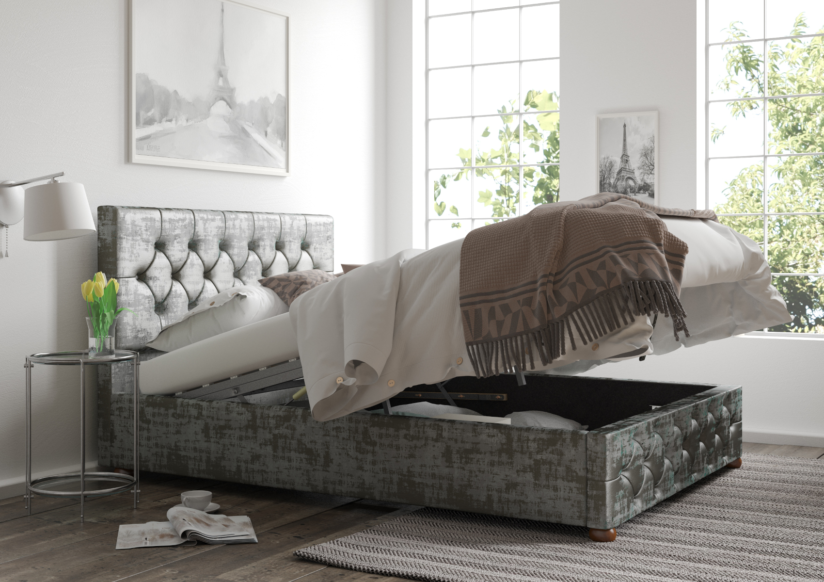 View Rimini Upholstered Ottoman Bed Frame Only Time4Sleep information