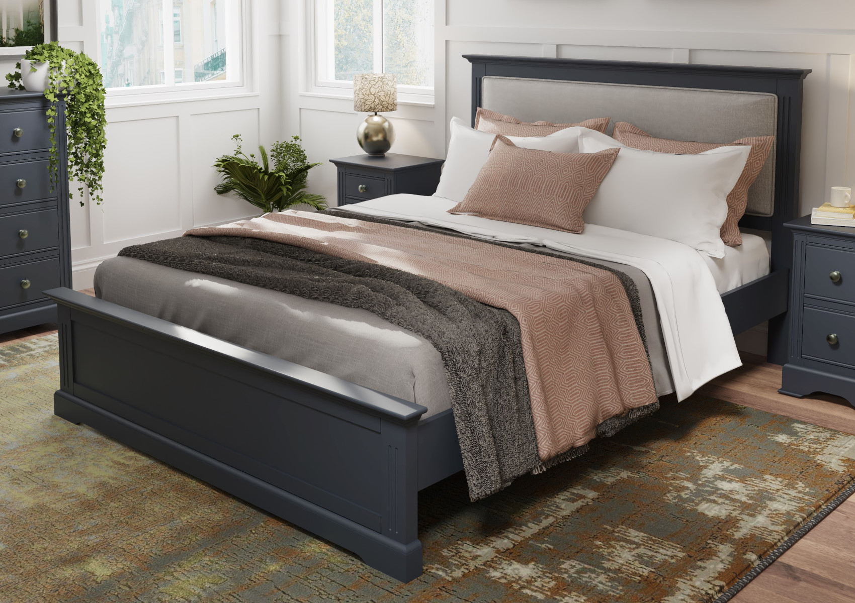 View Macy Midnight Grey Wooden Bed Frame Time4Sleep information