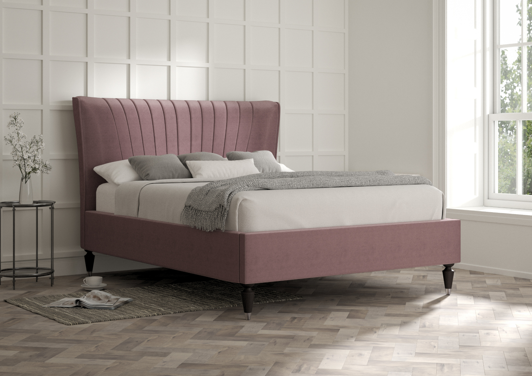 View Melbury Velvet Navy Upholstered Super King Bed Time4Sleep information