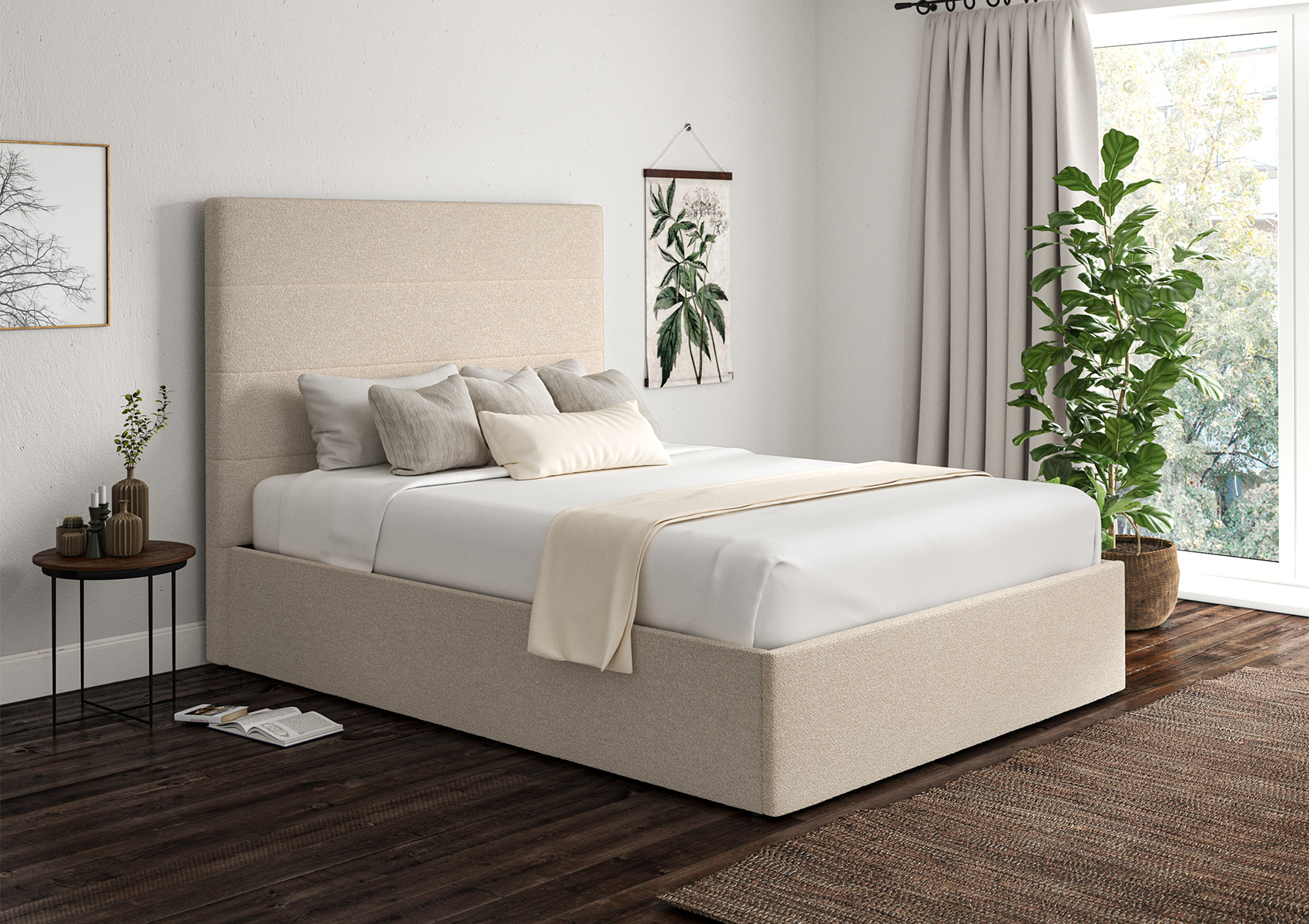 View Milano Boucle Ivory Upholstered Ottoman Bed Frame Only Time4Sleep information