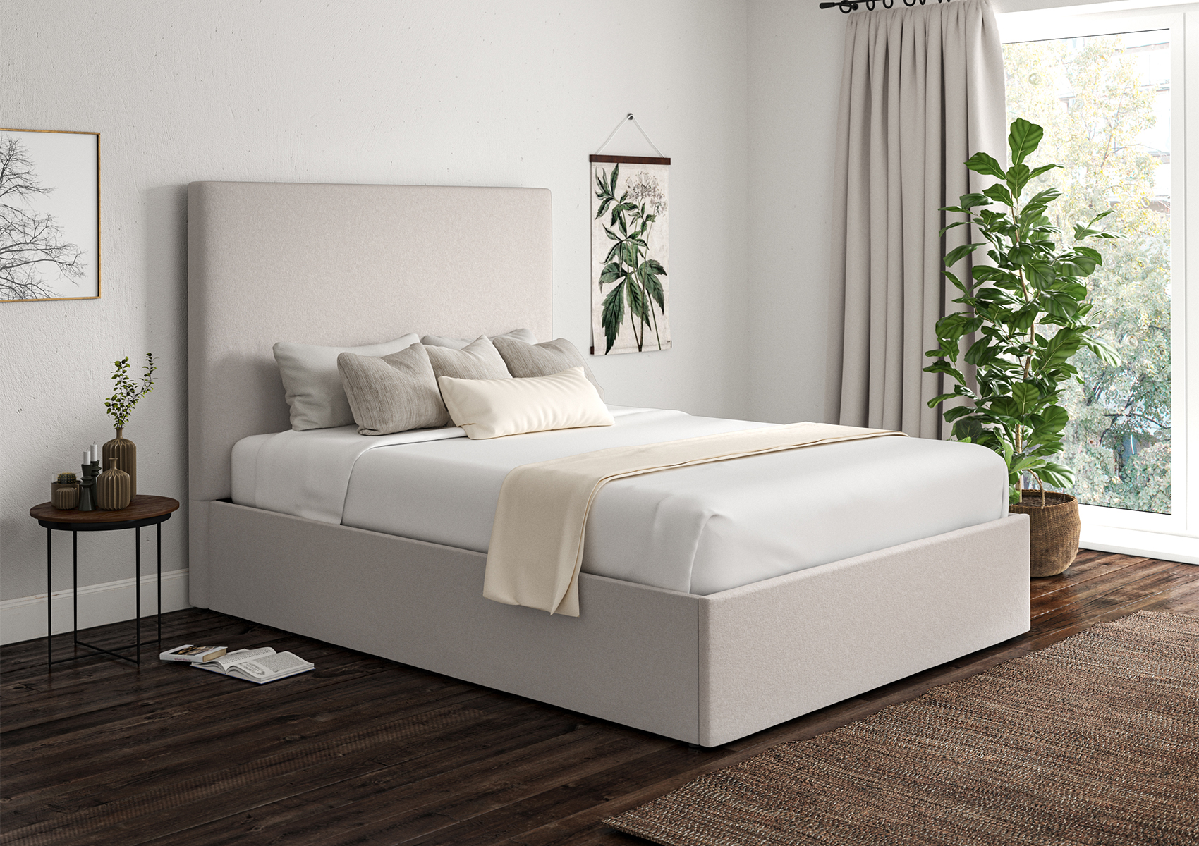 View Napoli Arran Natural Upholstered Ottoman Bed Frame Only Time4Sleep information