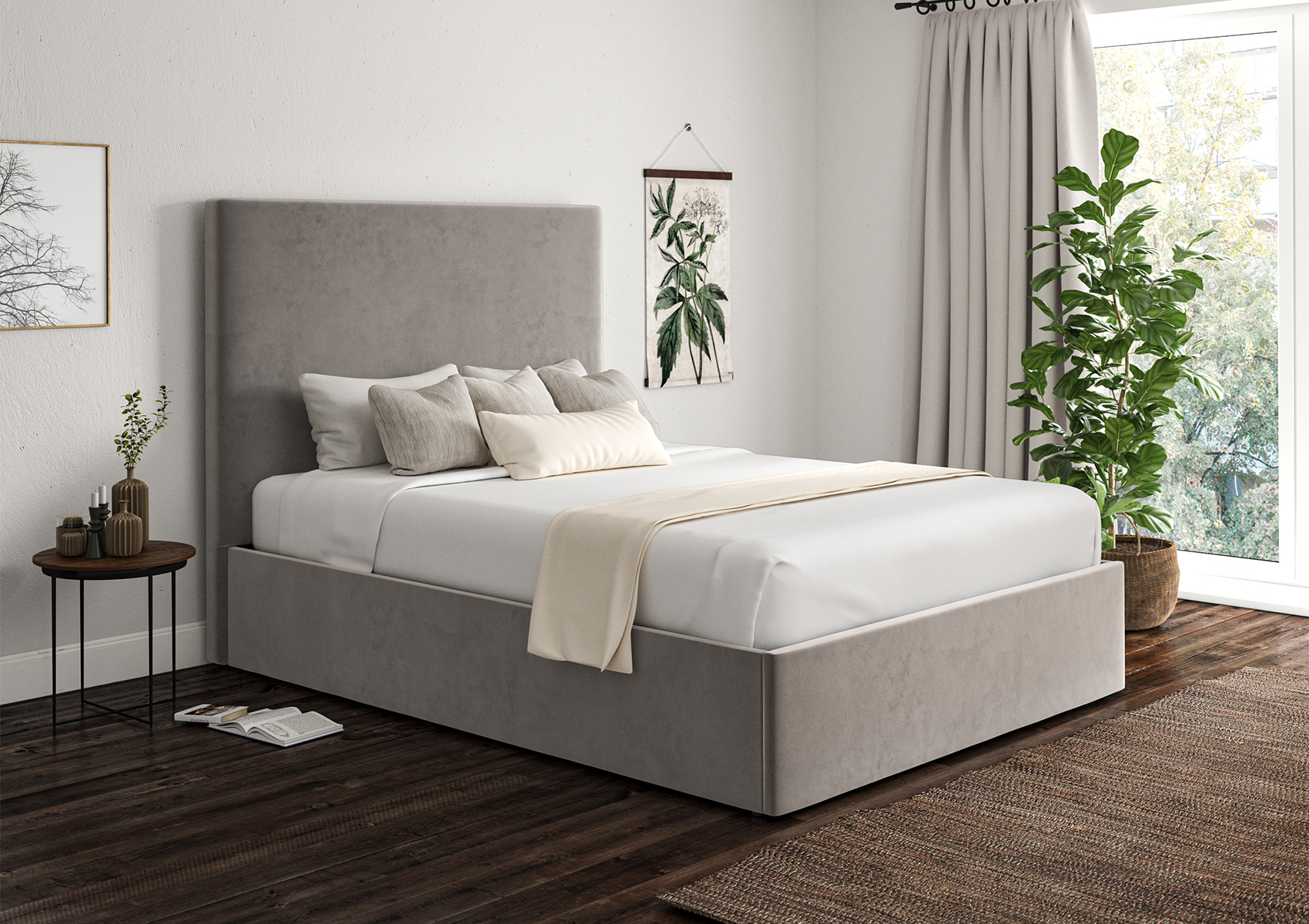 View Napoli Hugo Platinum Upholstered Ottoman Bed Frame Only Time4Sleep information