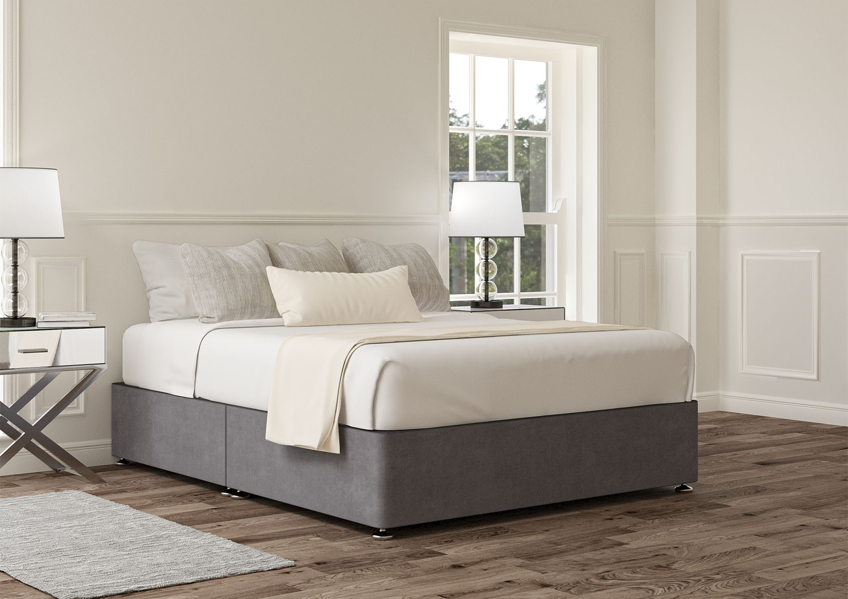 View Upholstered Carina Parchment Upholstered Single Divan Bed Time4Sleep information