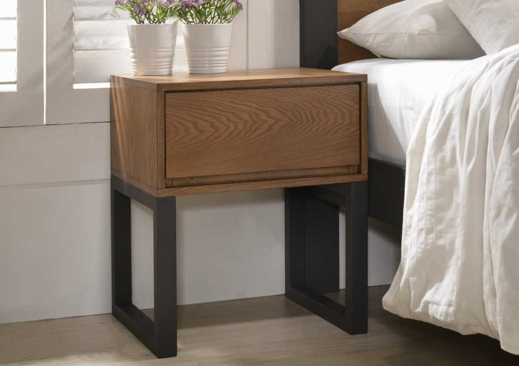 View Harmony Olivia 1 Drawer Bedside WoodenCharcoal Time4Sleep information
