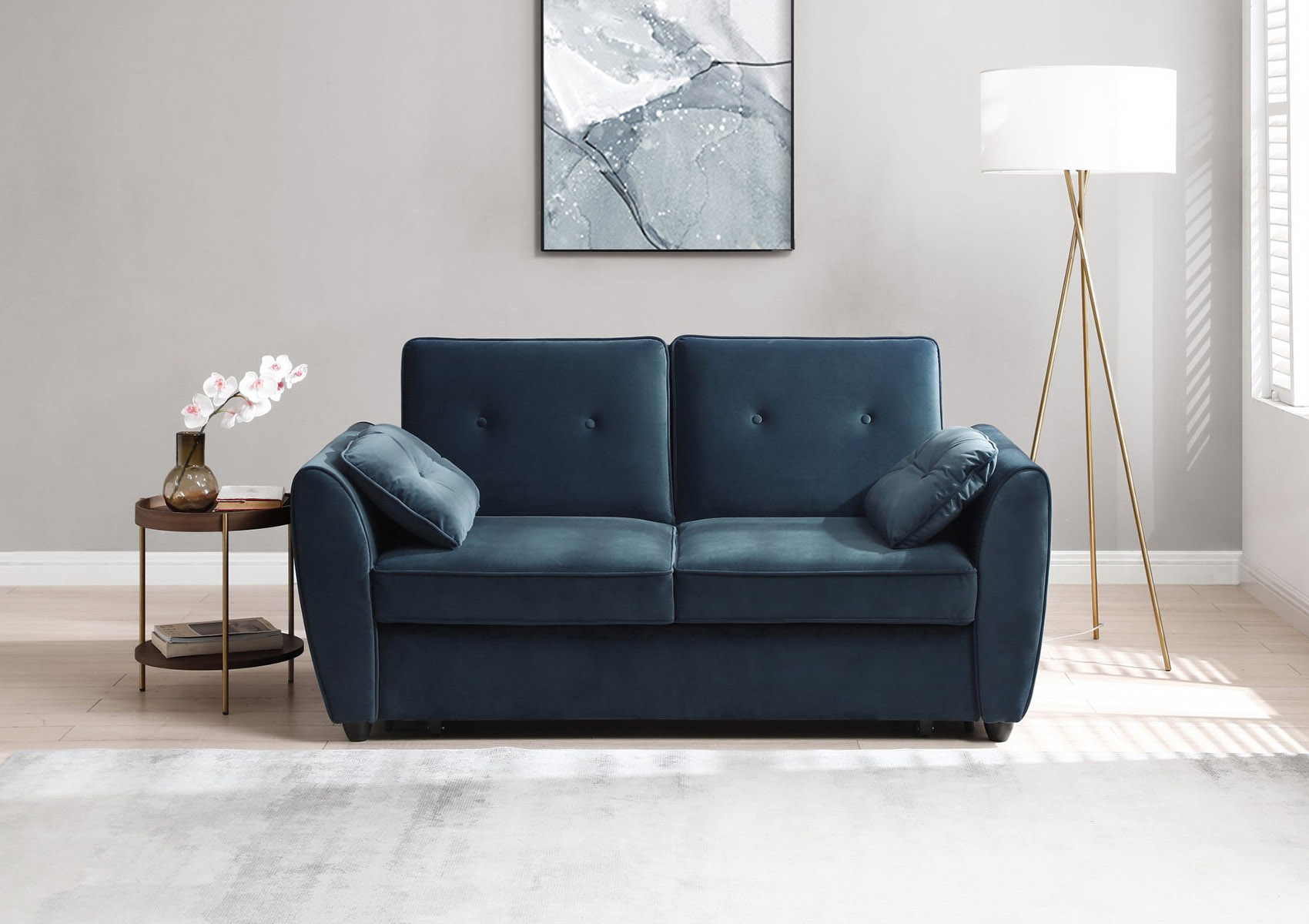 View Osiris 2 Seater Ink Blue Sofa Bed Time4Sleep information