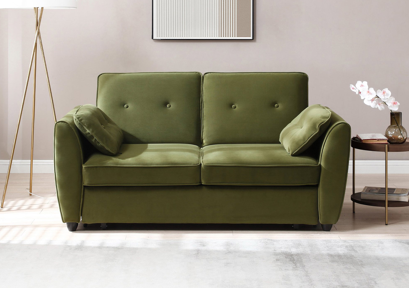 View Osiris 2 Seater Olive Green Sofa Bed Time4Sleep information