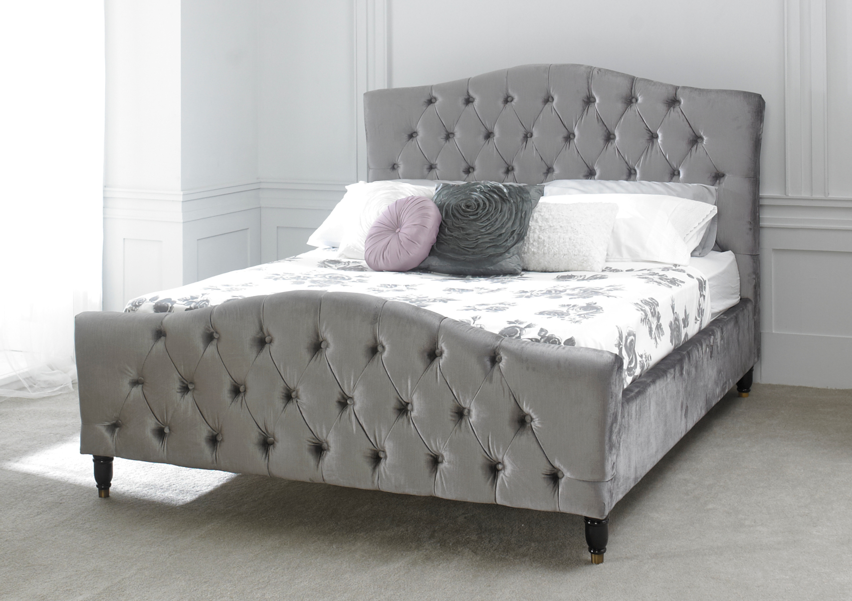 View Annabel Silver Upholstered Double Bed Time4Sleep information