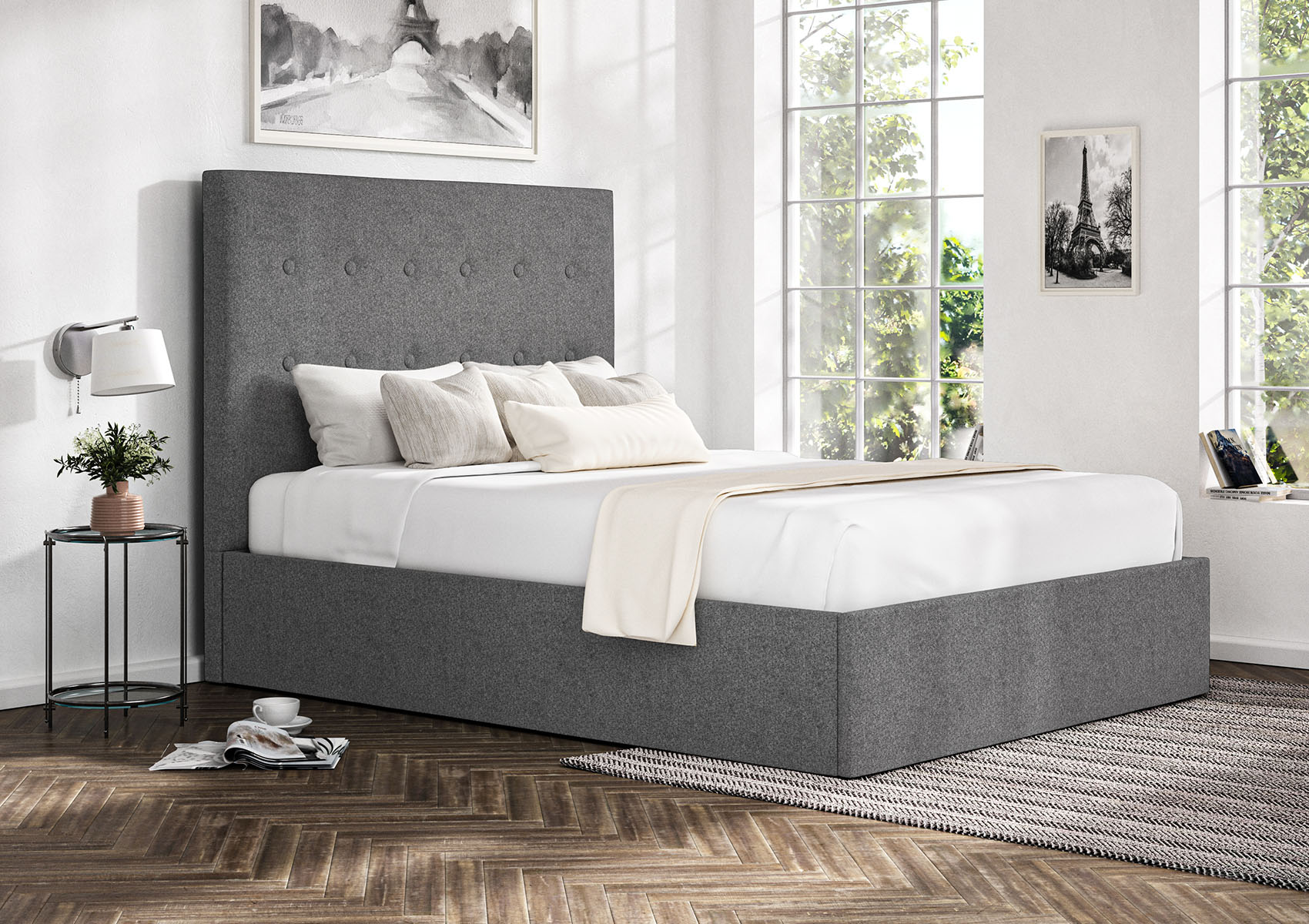 View Piper Arran Pebble Upholstered Ottoman Bed Frame Only Time4Sleep information