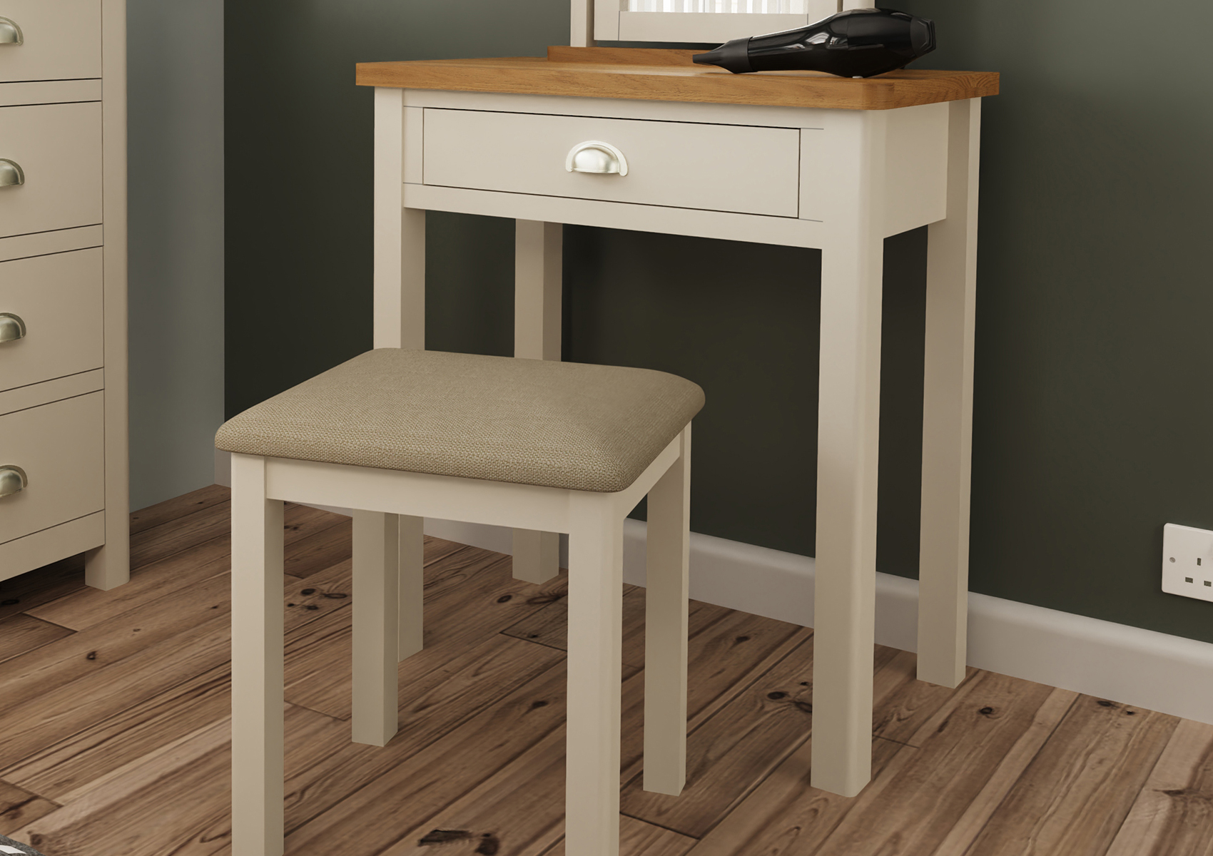 View Radstock Truffle 2 Drawer Dressing Table Time4Sleep information