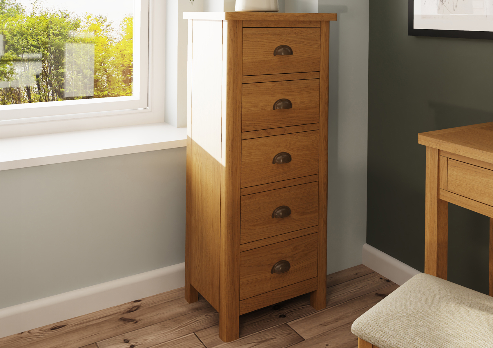 View Radford Light Oak 5 Drawer Chest Time4Sleep information