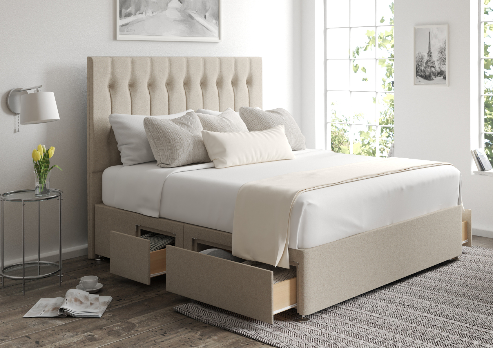 View Rylee Arran Natural Upholstered Double Bed Time4Sleep information