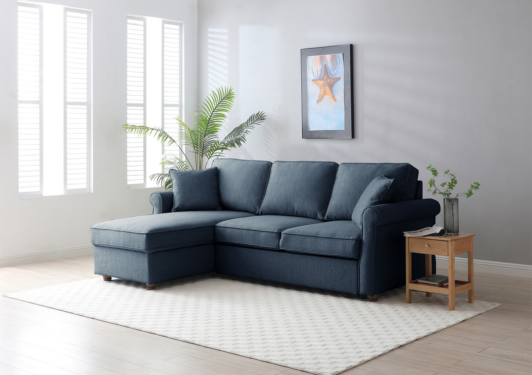 View Salus Navy Ottoman Sofa Bed Time4Sleep information