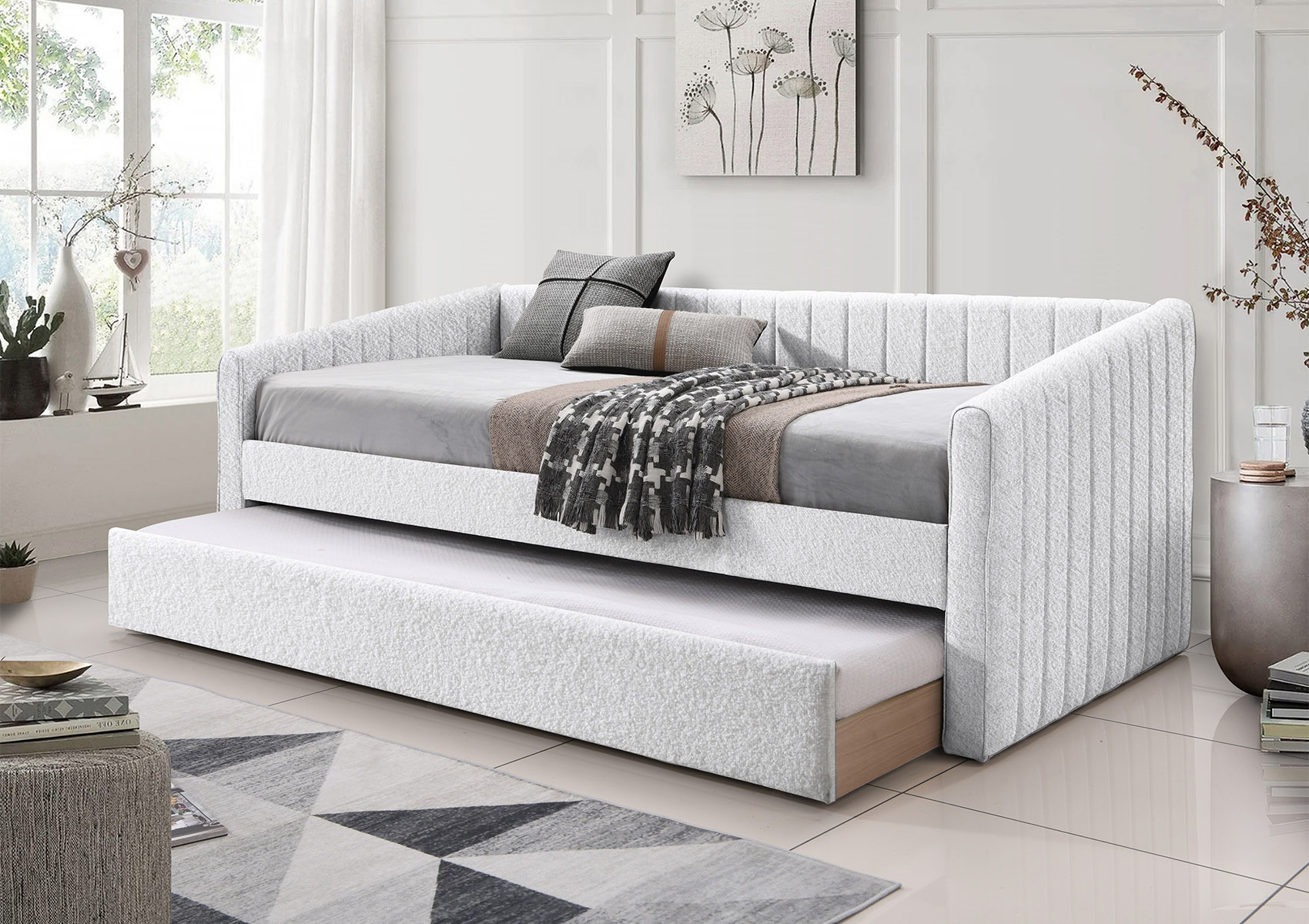 View Sanderson Cream Upholstered Day Bed Including Underbed Time4Sleep information