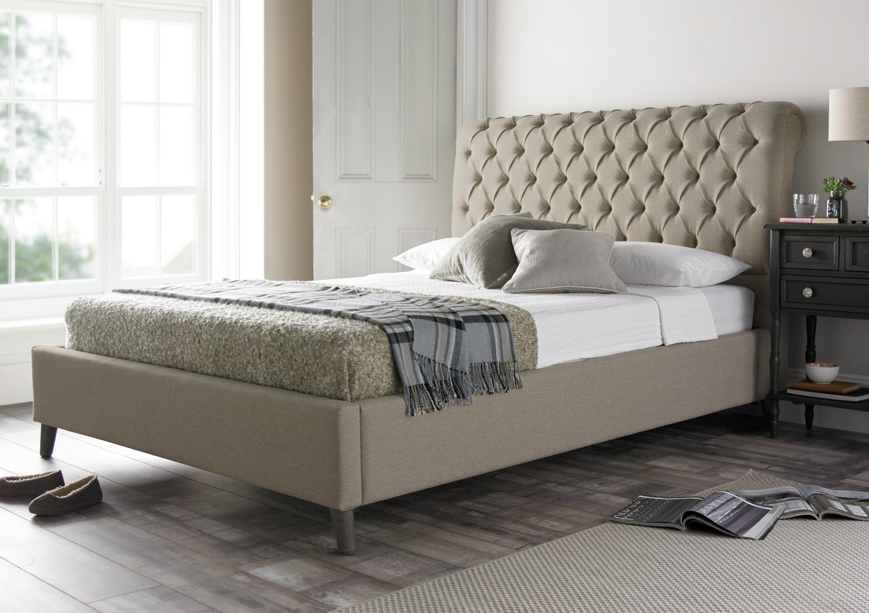 View Chester Arran Natural Upholstered Super King Bed Time4Sleep information