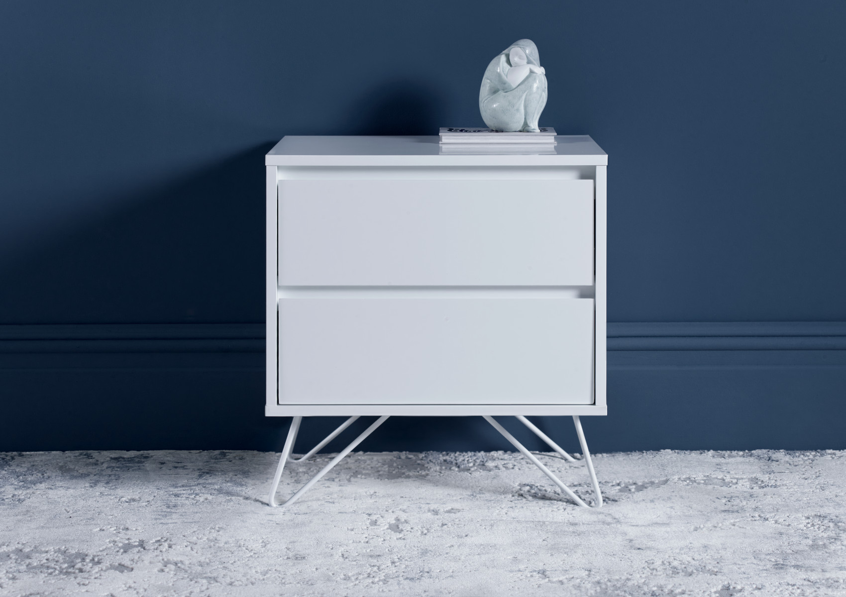 View Sofia 2 Drawer White Bedside With White Feet Time4Sleep information