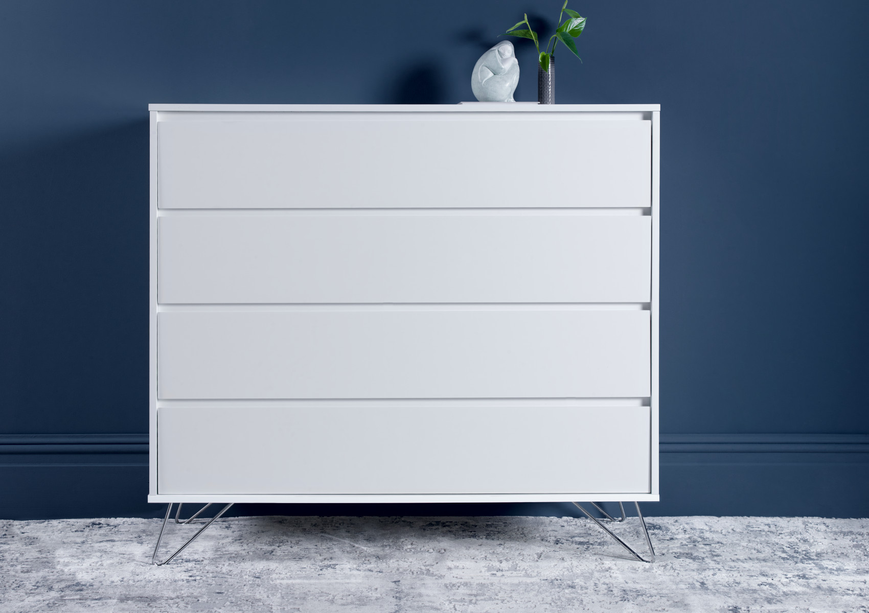 View Sofia 4 Drawer White Chest With Stainless Steel Feet Time4Sleep information