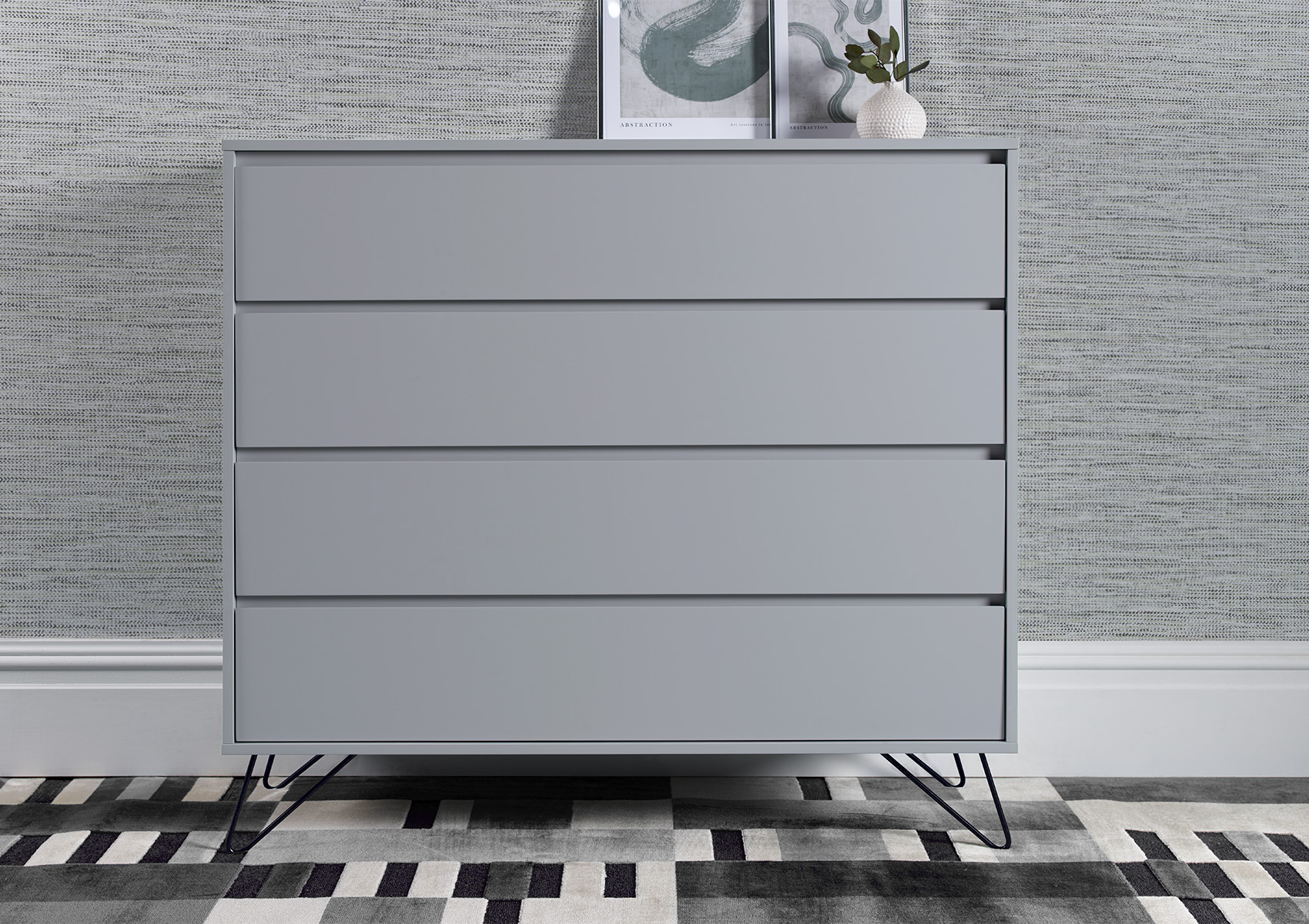 View Sofia 4 Drawer Harbour Mist Chest With Black Feet Time4Sleep information