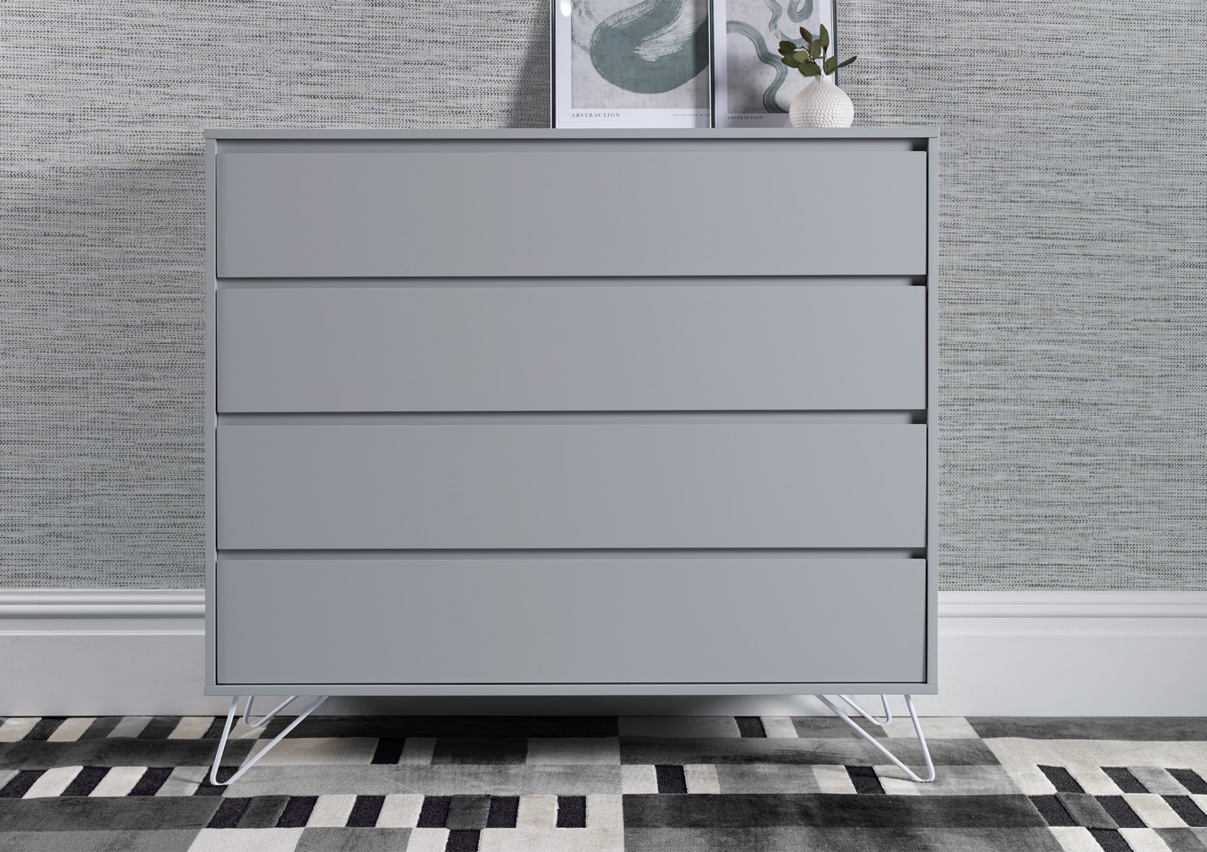 View Sofia 4 Drawer Harbour Mist Chest With White Feet Time4Sleep information