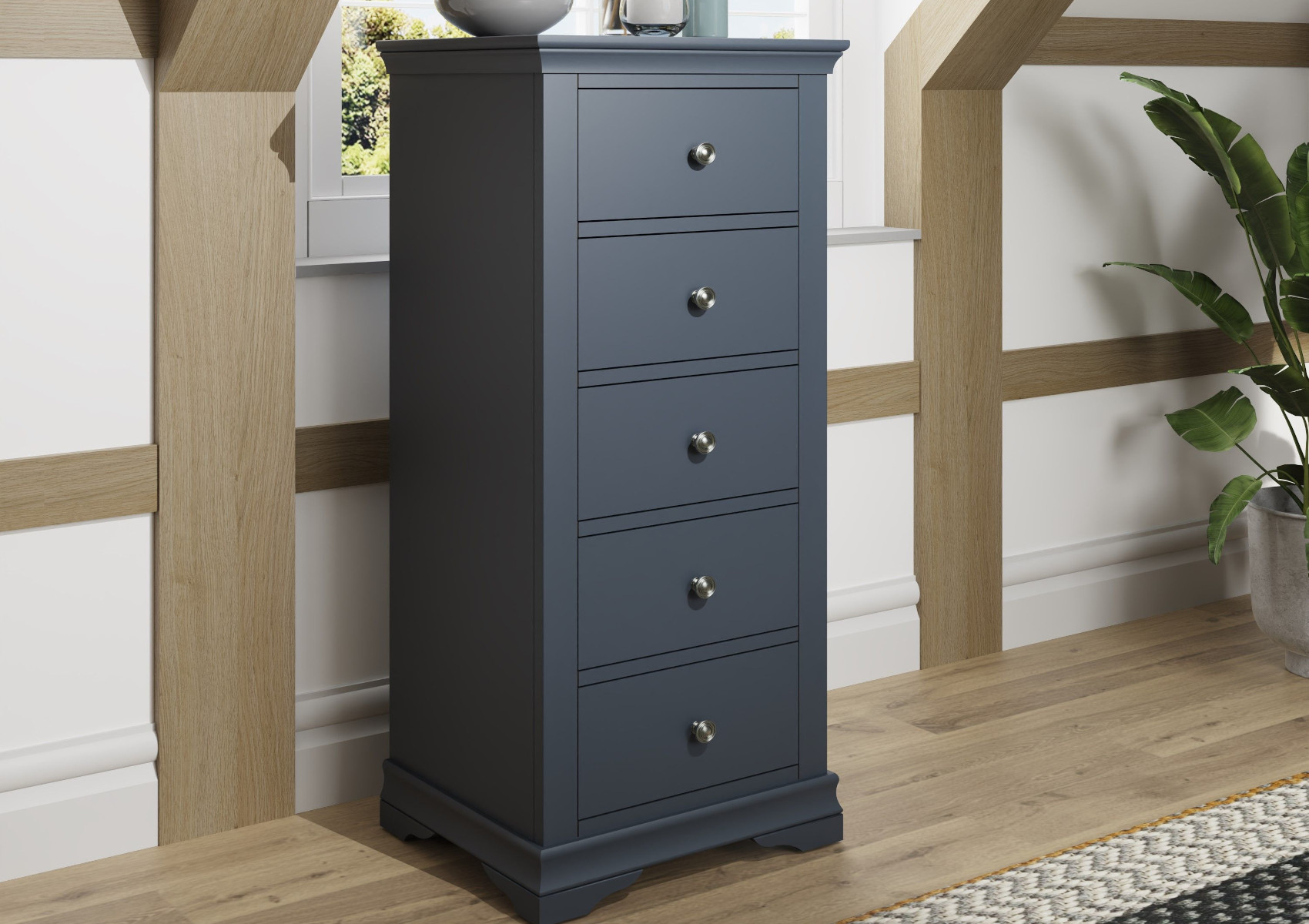 View Harley Midnight Grey 5Draw Wellington Chest Only Time4Sleep information