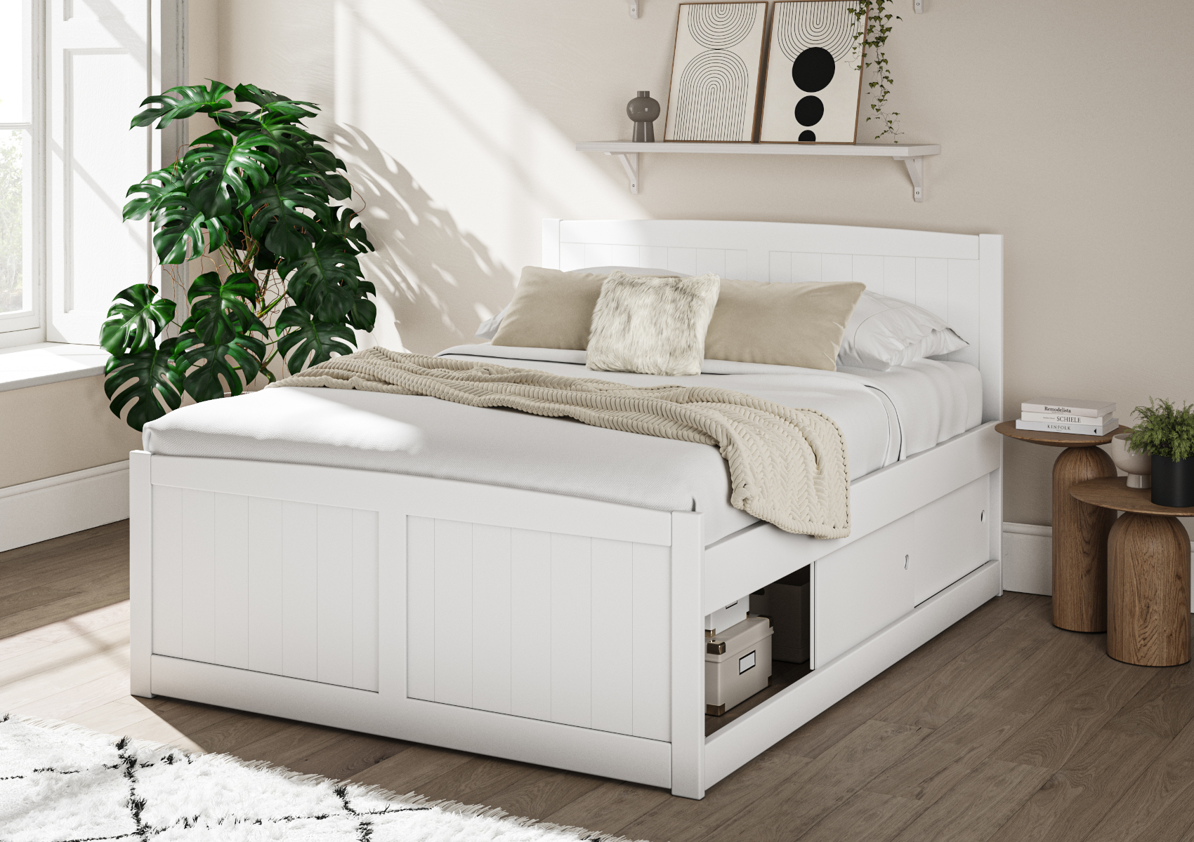 View Maxistore 6 Door White Wooden Storage Bed Frame Time4Sleep information