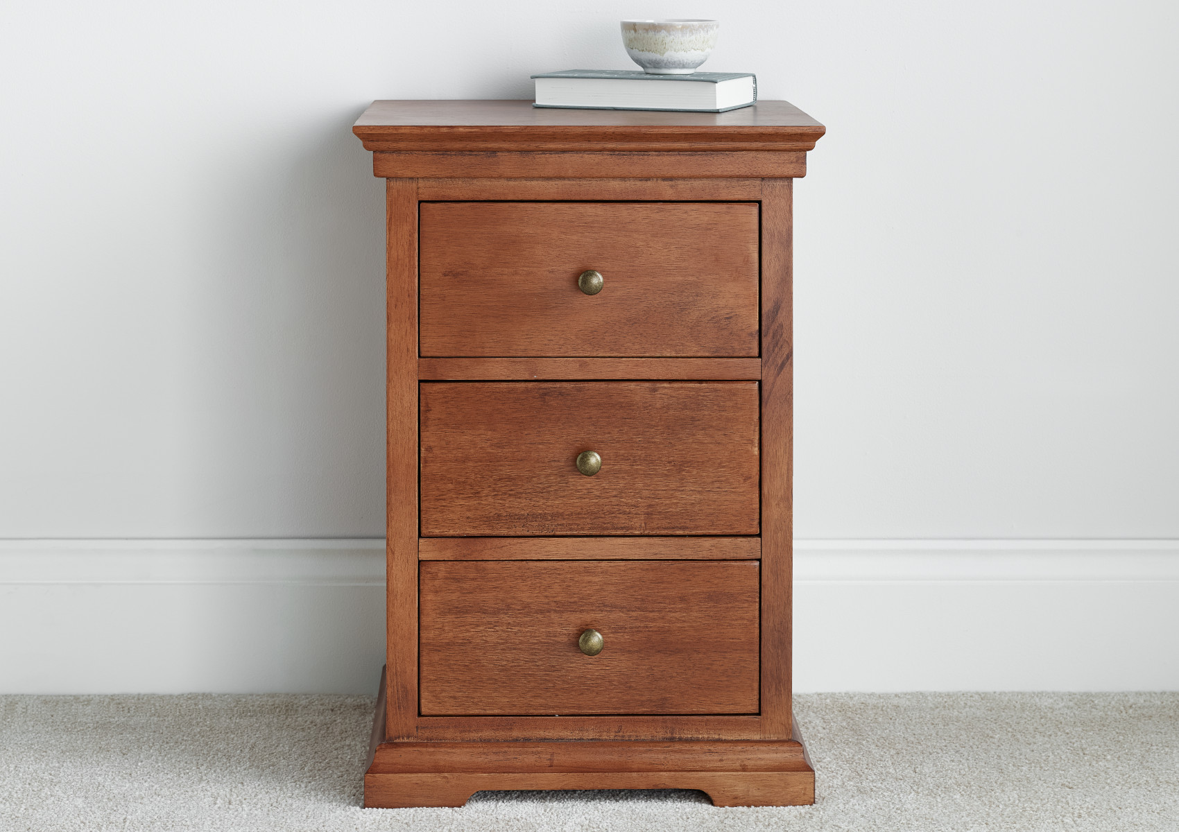 View Toulon Mahogany 3 Drawer Bedside Time4Sleep information