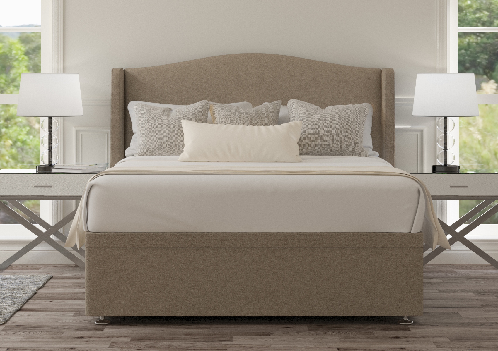 View Mabel Arran Natural Upholstered Super King Ottoman Bed Time4Sleep information