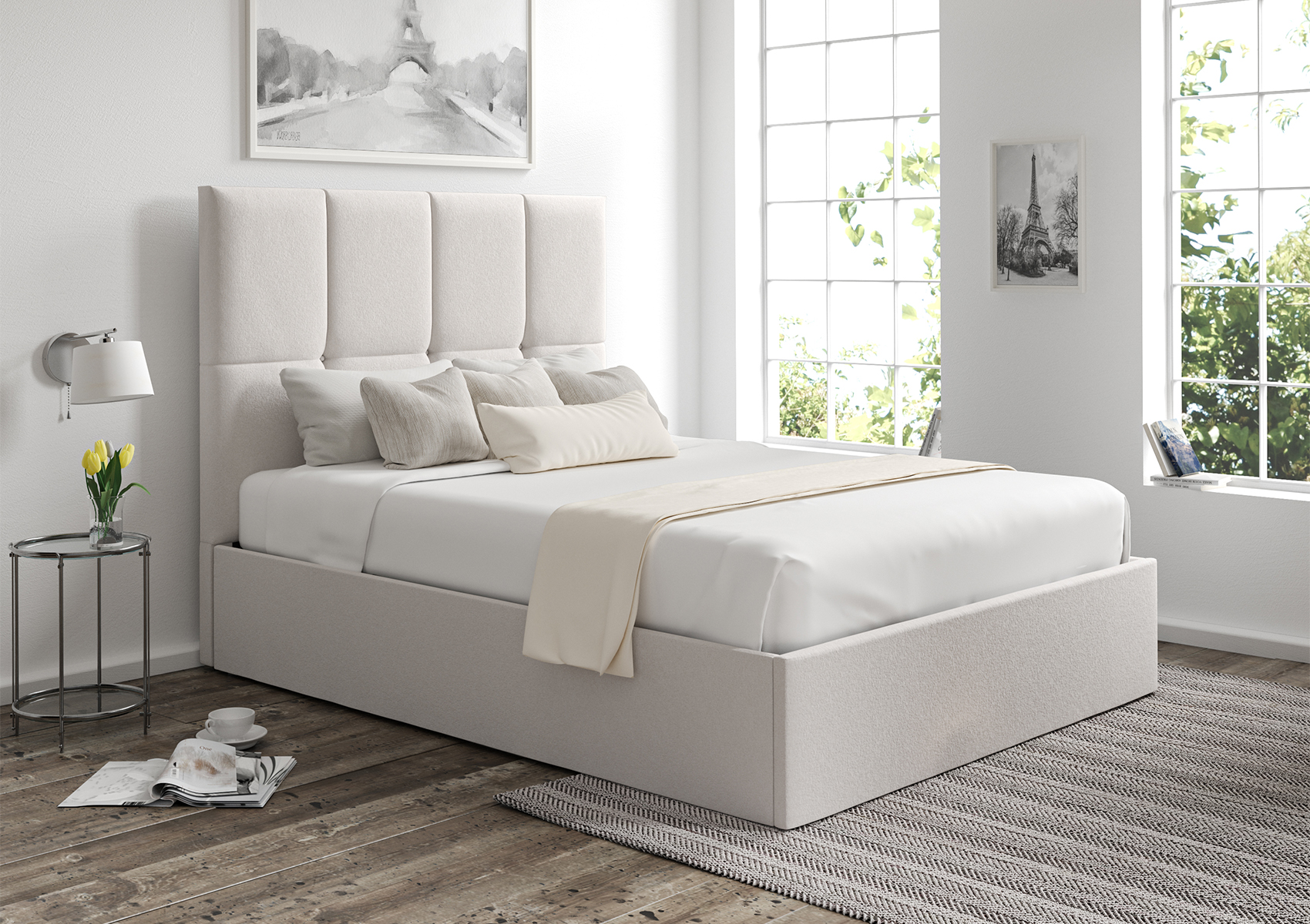 View Turin Arran Natural Upholstered Ottoman Bed Frame Only Time4Sleep information