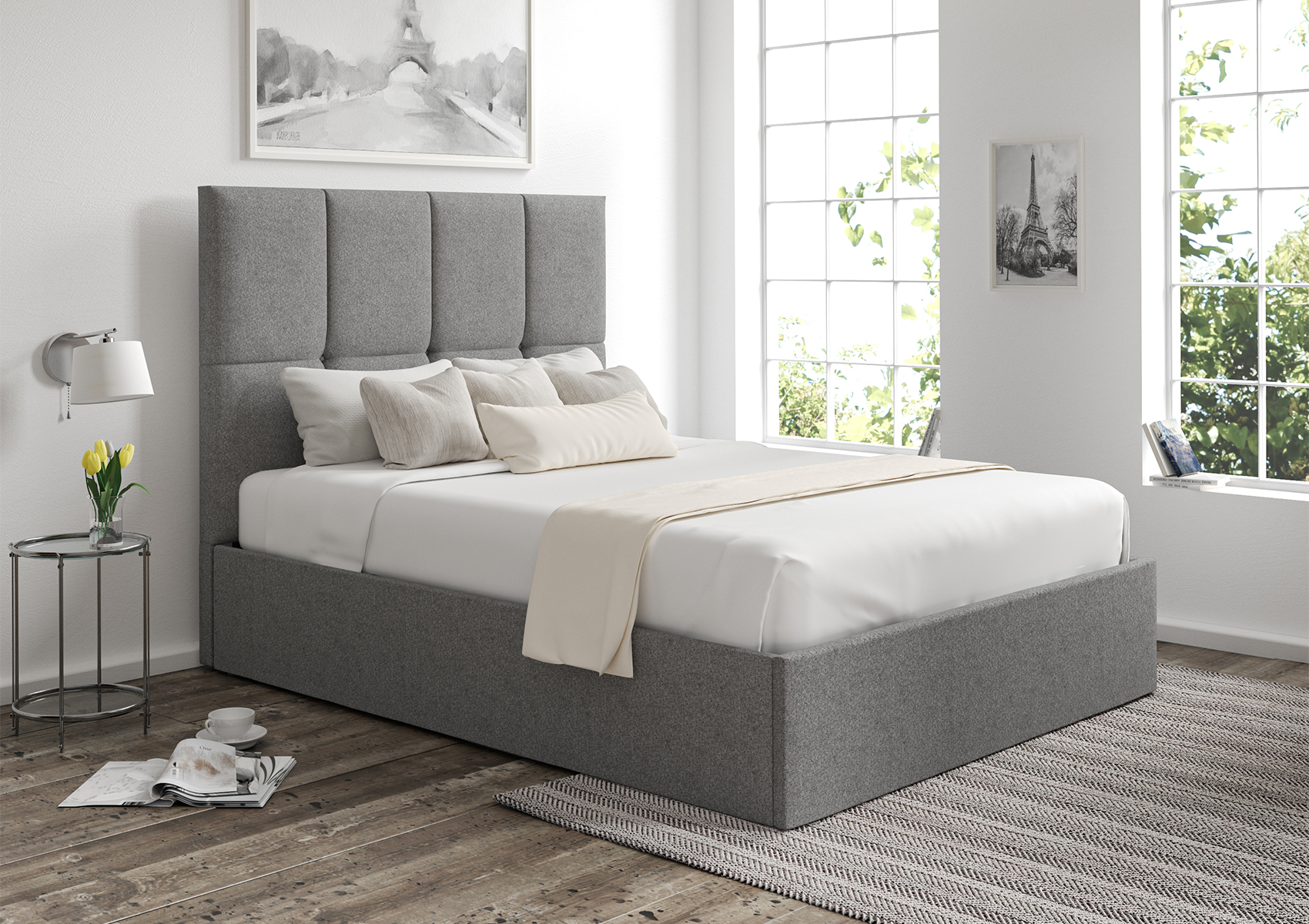 View Turin Arran Pebble Upholstered Ottoman Bed Frame Only Time4Sleep information