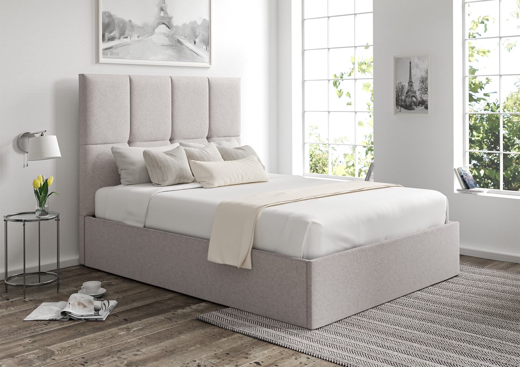 View Turin Trebla Chalk Upholstered Ottoman Bed Frame Only Time4Sleep information