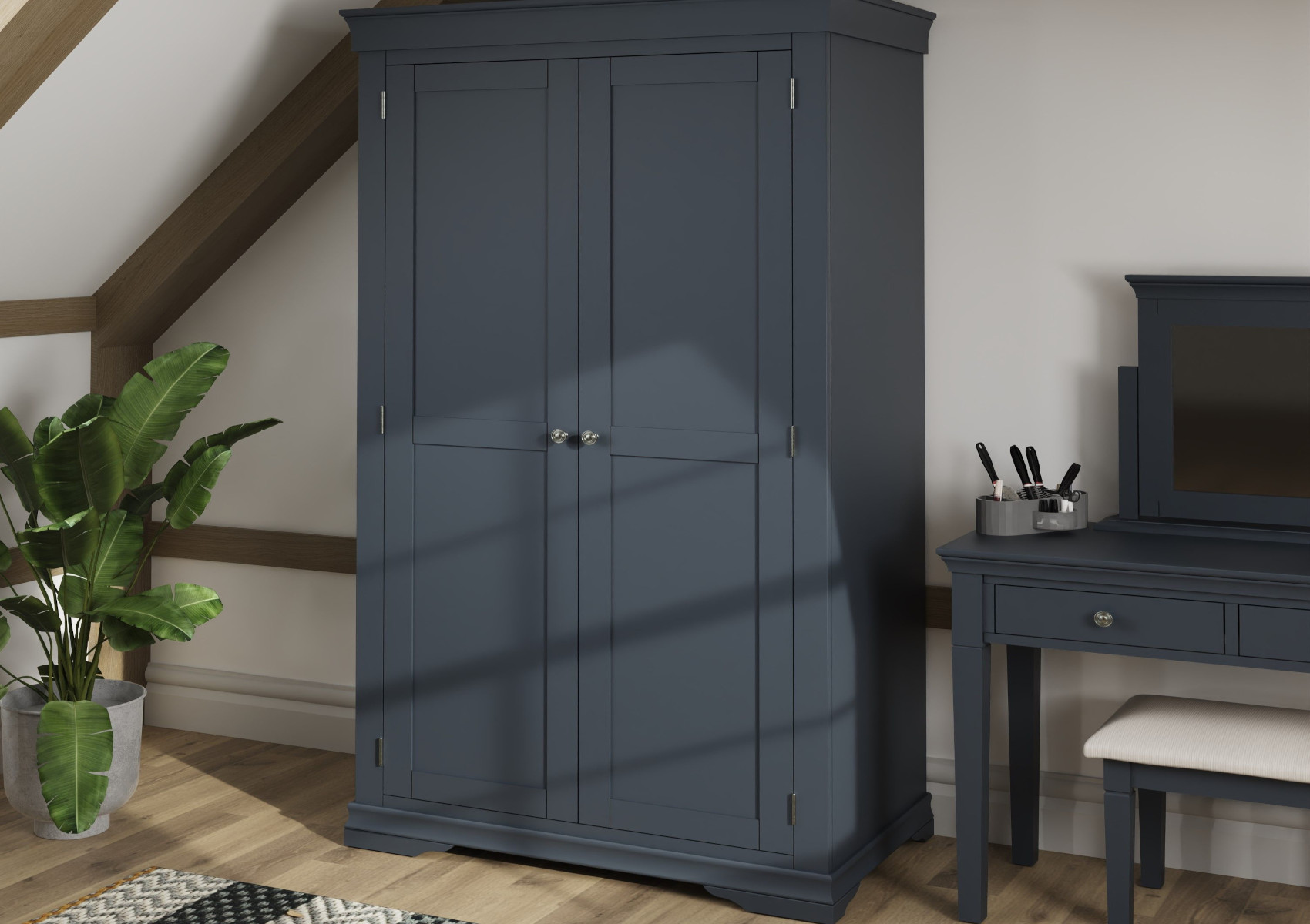 View Harley Midnight Grey 2 Door Hanging Wardrobe Time4Sleep information