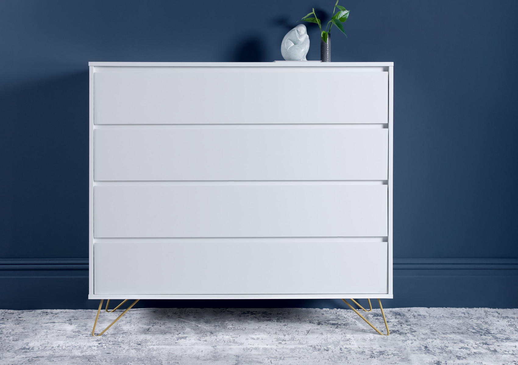 View Sofia 4 Drawer White Chest With Brass Steel Feet Time4Sleep information